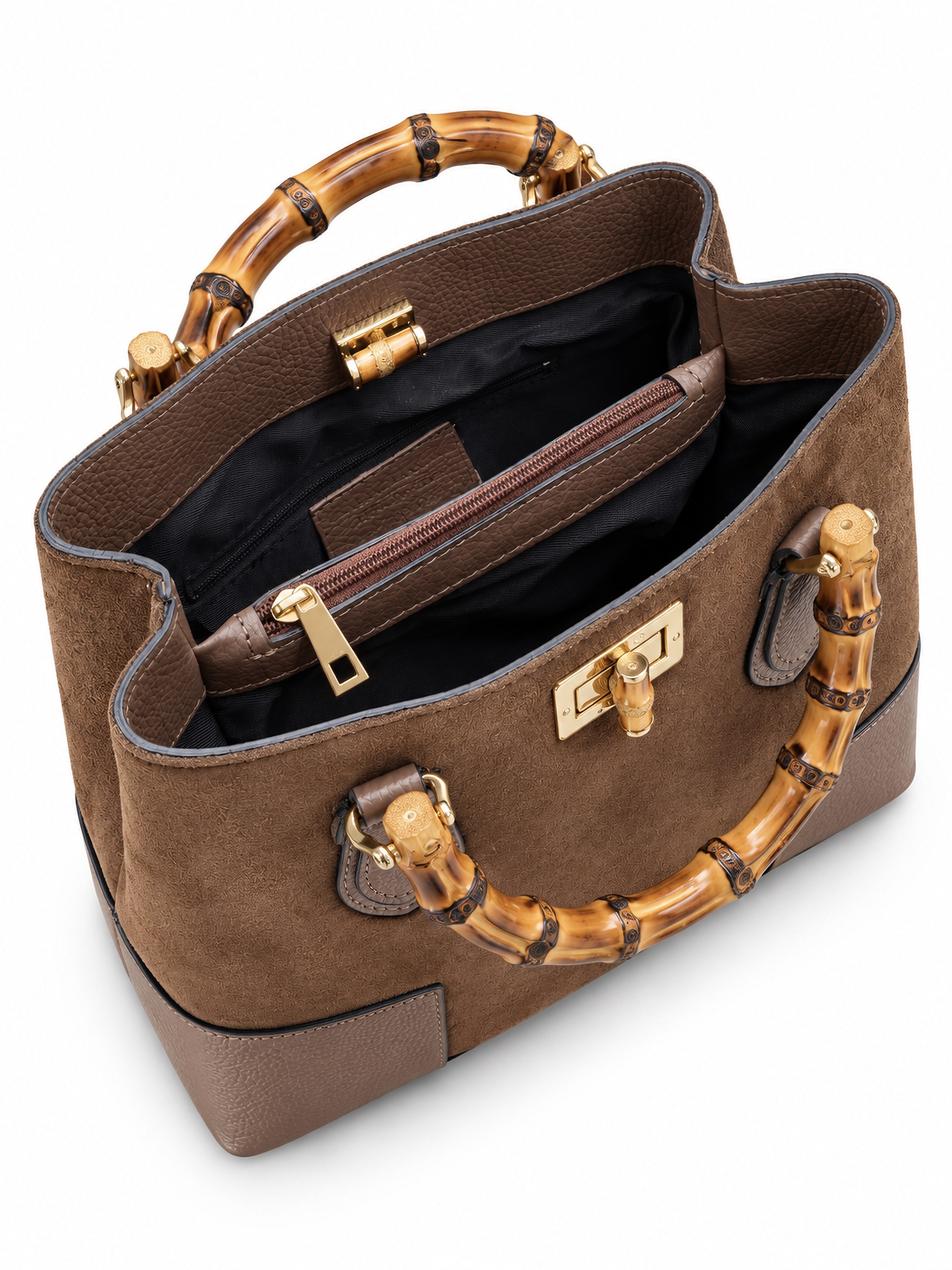 COLLEZIONE ALESSANDRO Henkeltasche »Parma« Bambusgriffe, hochwertiges Leder, Made in Italy