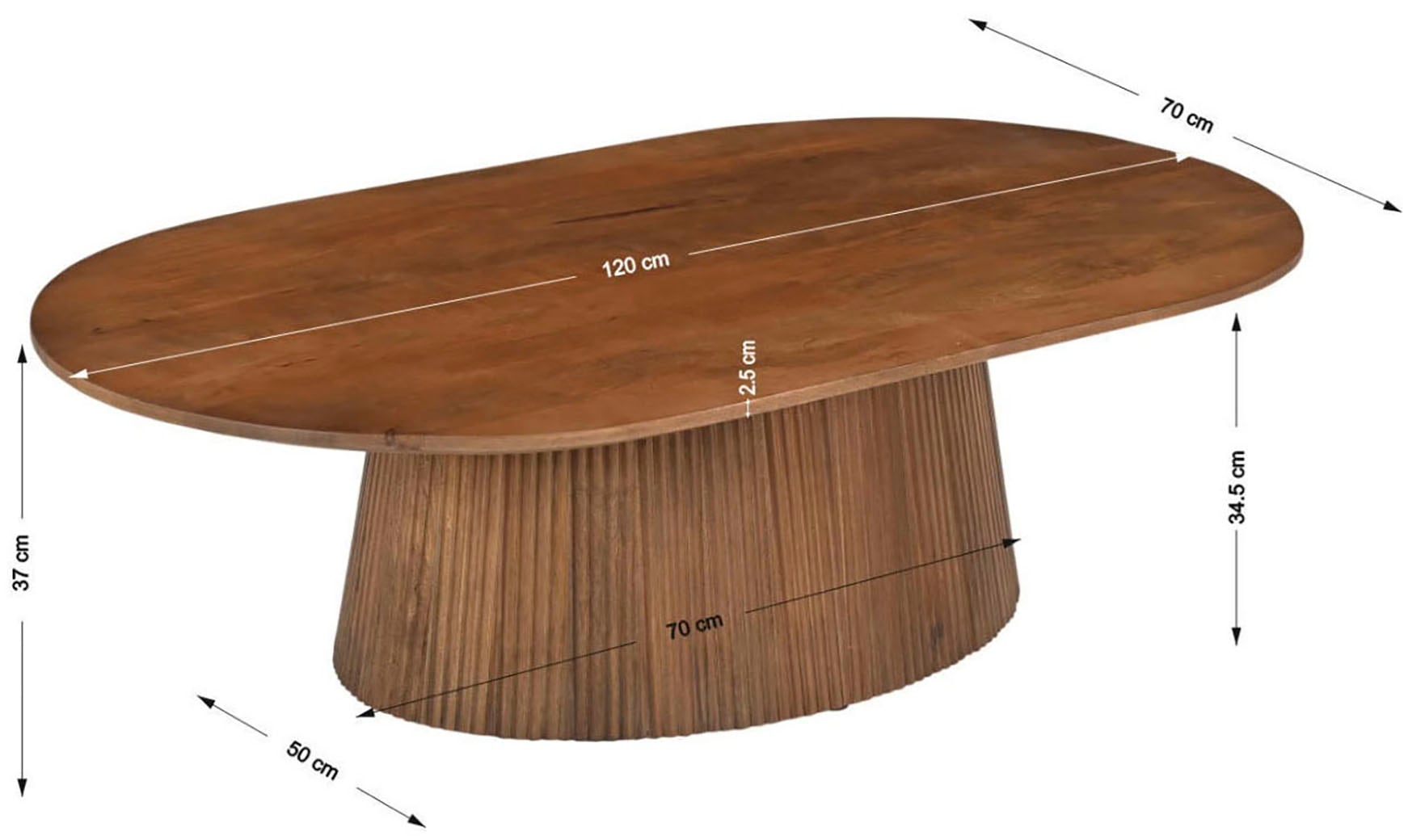 SIT Couchtisch »MANGO NATURAL«, mit Sockelfuß im Lamellendesign