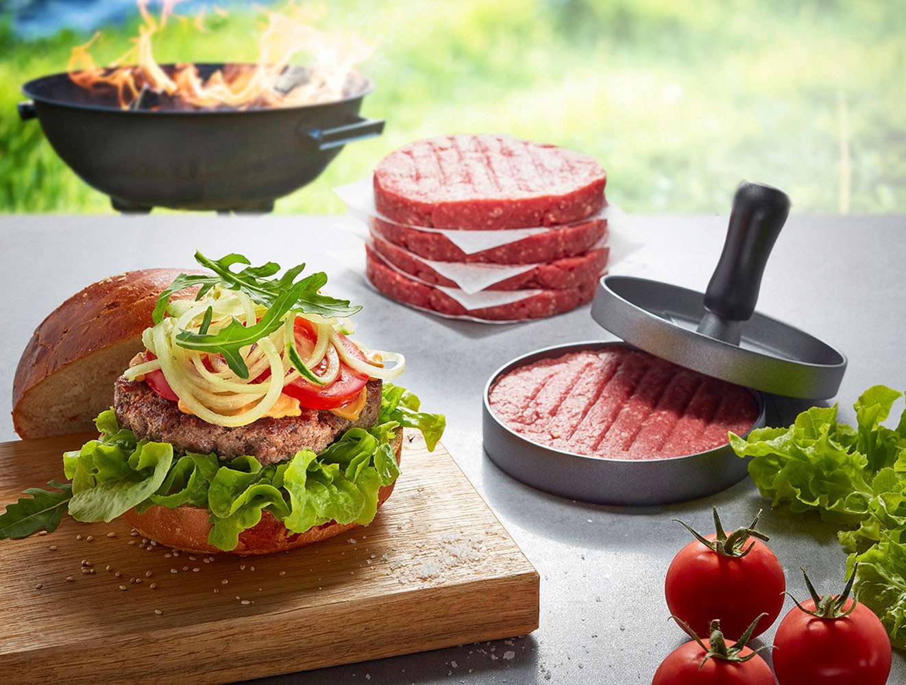 GEFU Burgerpresse "BBQ" hochwertiges Edelstahl-Set für perfekte Burger, ein günstig online kaufen