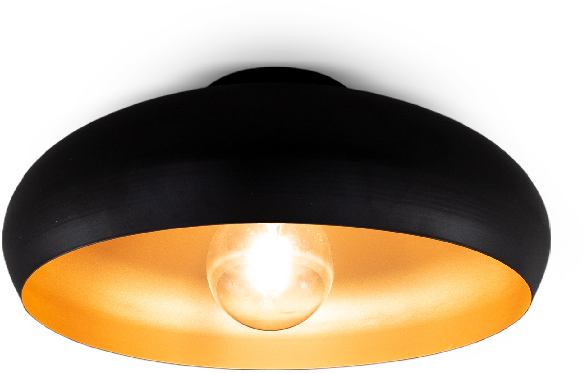 B.K.Licht Deckenleuchte, 1 flammig-flammig, LED Deckenlampe Retro schwarz-gold Wohnzimmer Flur Schlafzimmer E27