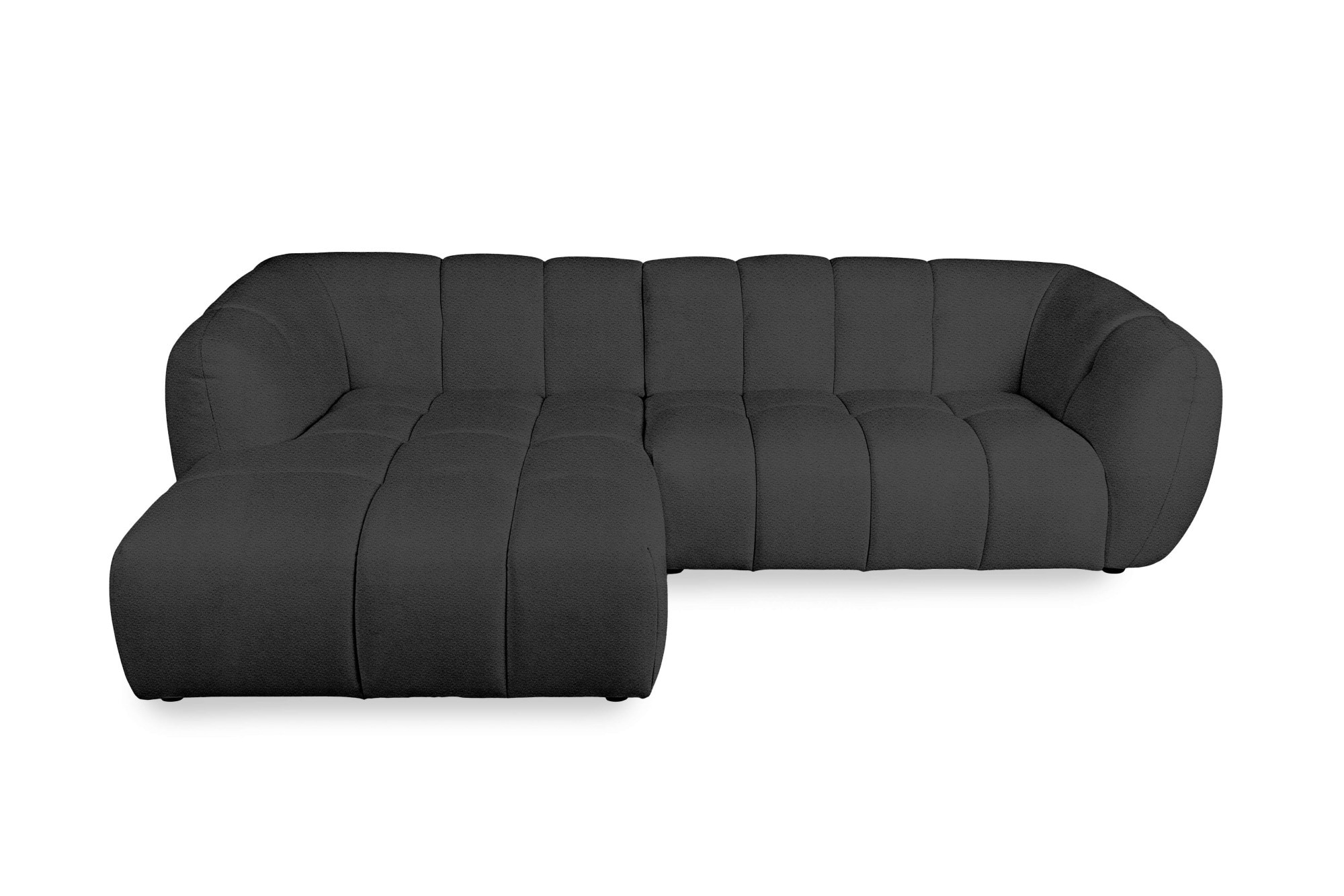 OTTO home Ecksofa »Gerron, Struktur-Chenille-Stoff mit Mélange-Effekt« Breite 271 cm, L-Form, vertikale Steppung, organische Rundungen