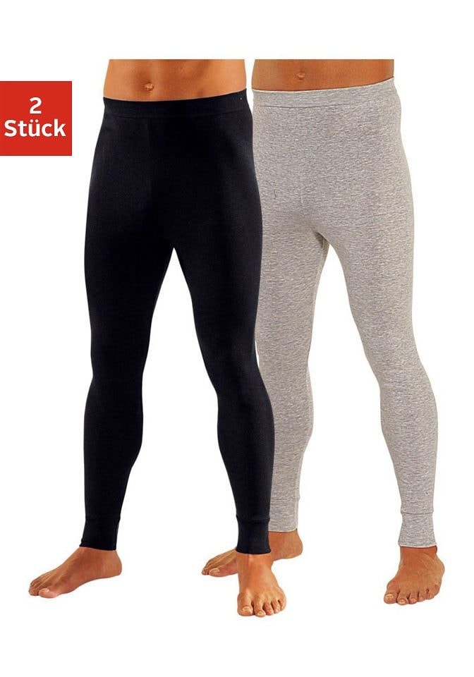 CLIPPER Herren Lange Unterhose, Gr. 6, schwarz, Feinripp, Obermaterial: 100% Baumwolle, meliert, unifarben, Unterhosen, aus weichem Single Jersey