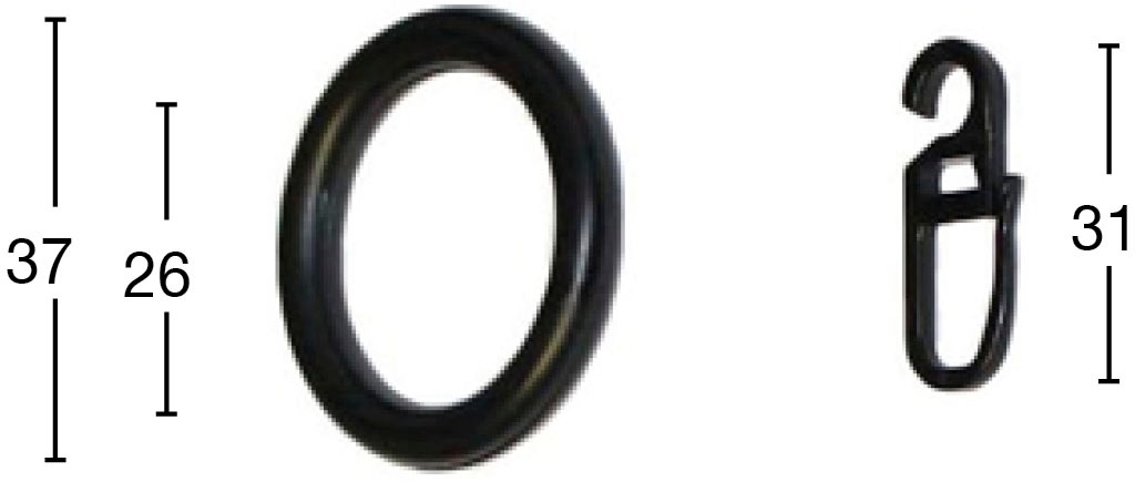 GARESA Gardinenring "Ring mit Haken" Kunststoff, für leichten bis mittelschweren Behang, einfache Montage