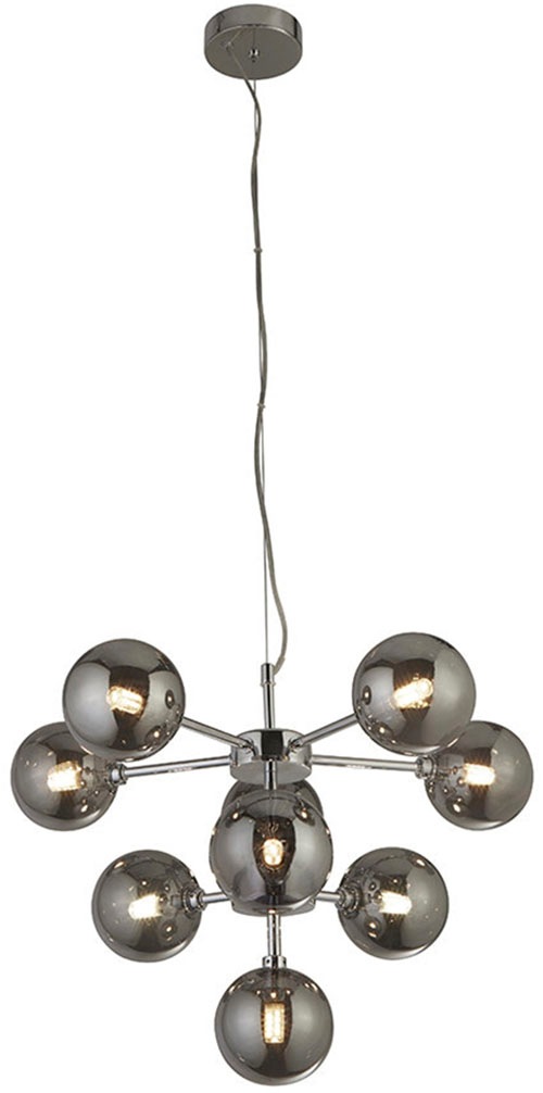 SEARCHLIGHT Pendelleuchte "9LT CHROMANHÄNGER MIT RAUCHGLASSCHIRMEN", chromfarben, H: 37cm, 1 Stk., Leuchten, Pendelleuchte