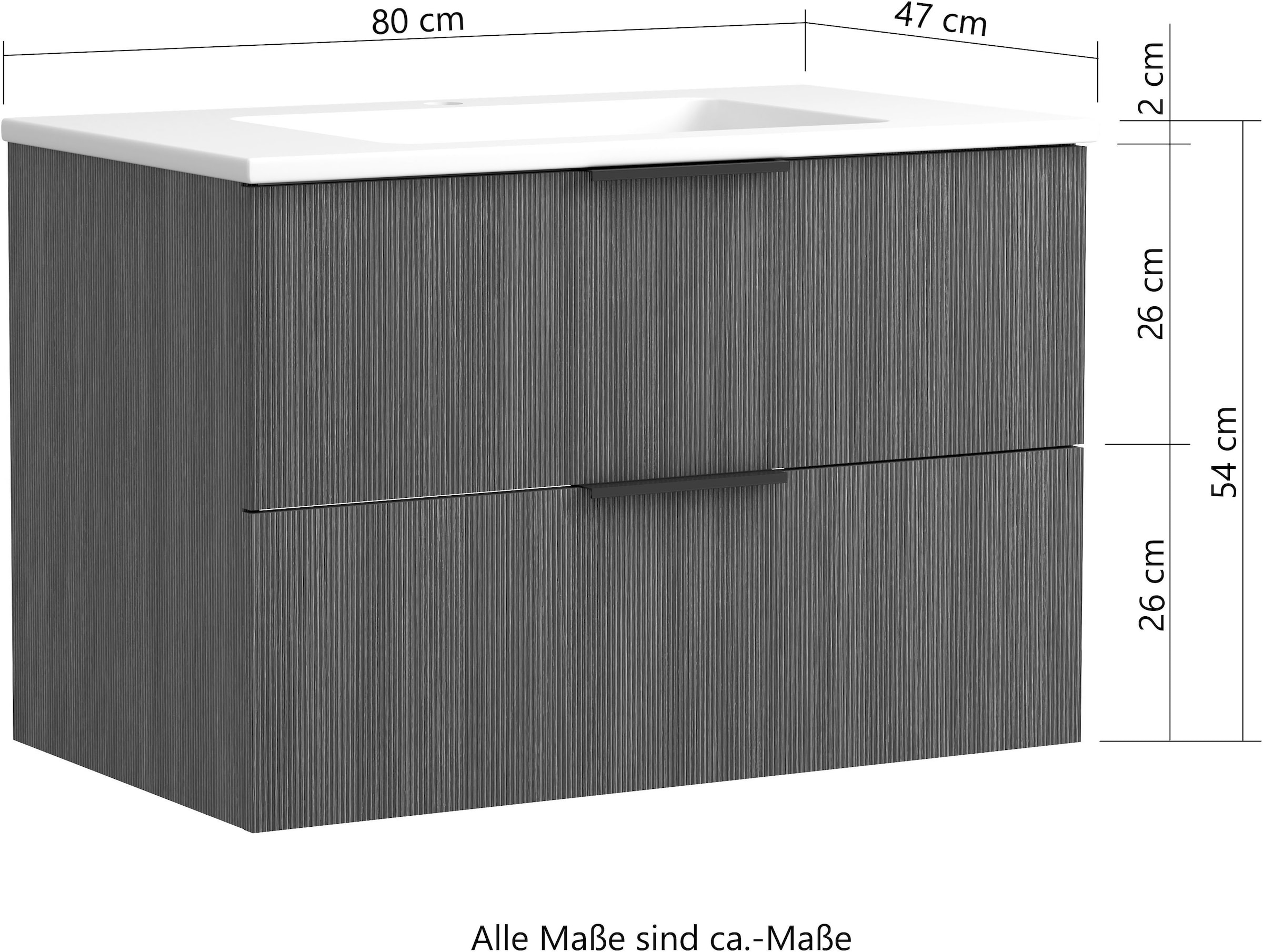 welltime Waschtisch »Welltime, 80 cm, Auflagebecken wahlweise in weiß oder schwarz«, wahlw. mit matt weißem oder matt schwarzem Mineralguss-Auflagebecken