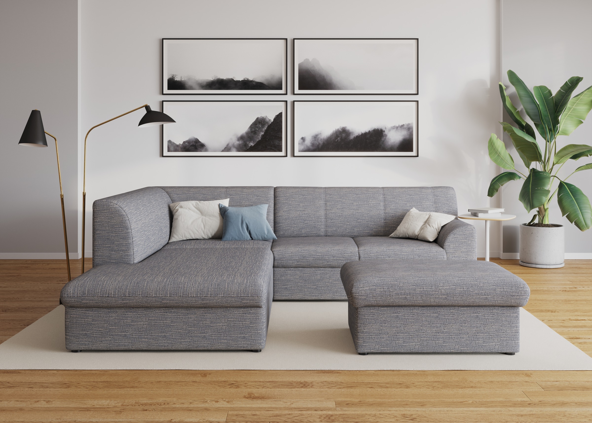 DOMO collection Ecksofa »Topper zeitlos elegant, kompakte Stellmaße, OTTOs Choice, L-Form«, mit Ottomane, wahlweise mit Schlaffunktion