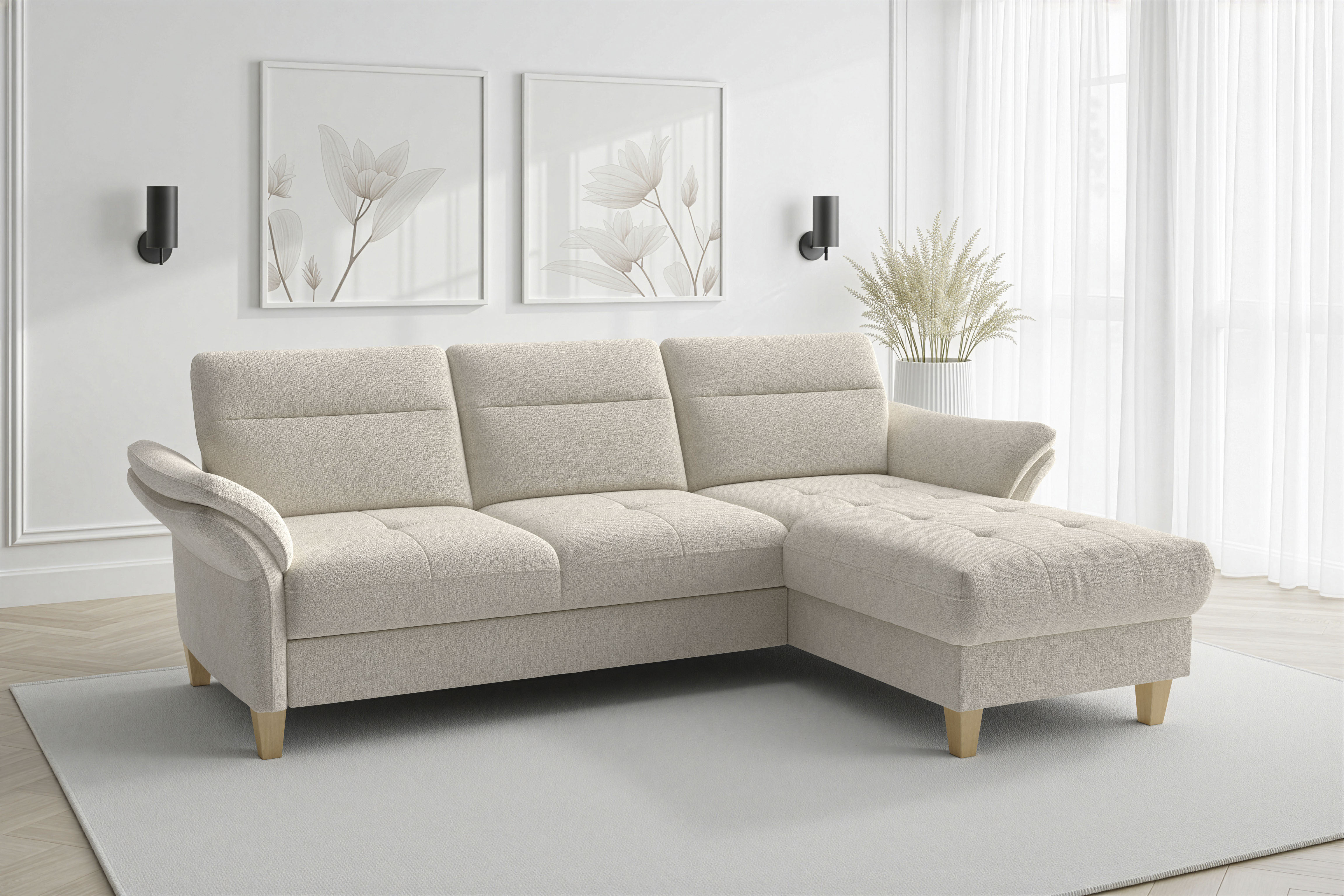 sit&more Ecksofa "Pamela L-Form, B: 230 cm, optional Schlaffunktion & Bettkasten" mit Federkern