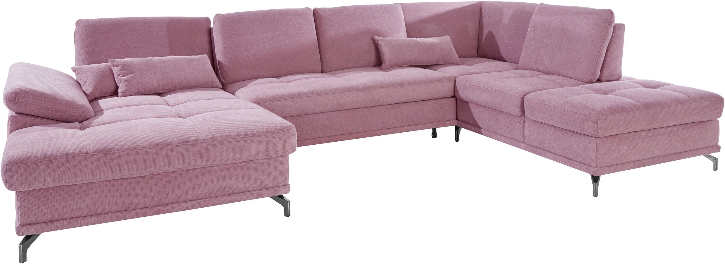 Places of Style Wohnlandschaft »Costello U-Form, mit Sitztiefenverstellung, Armteilverstellung und«, 3 Nierenkissen, optional Bettfunktion und Bettkasten