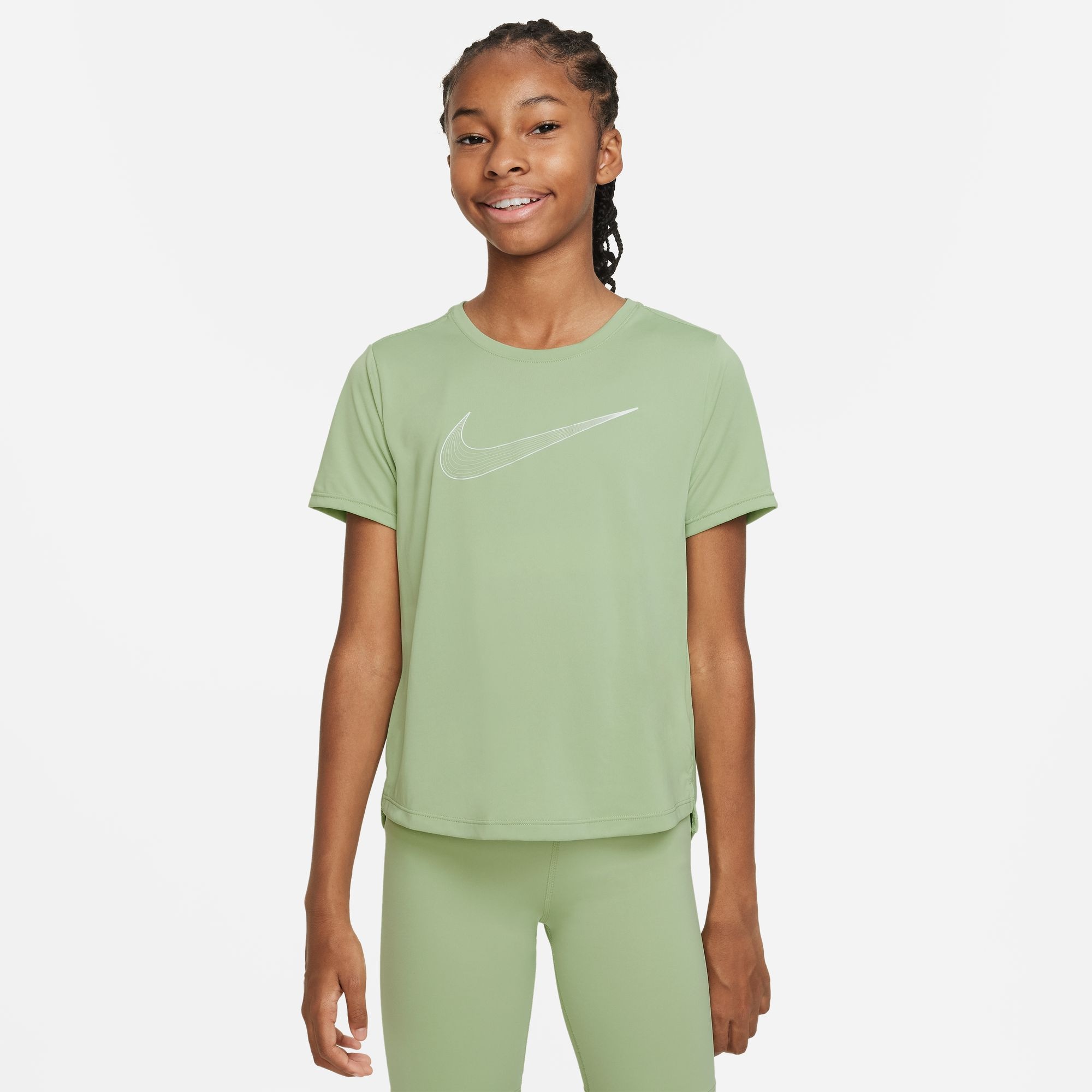 Nike One Big Kids' (Girls') Dri-FIT Short-Sleeve Training Top.