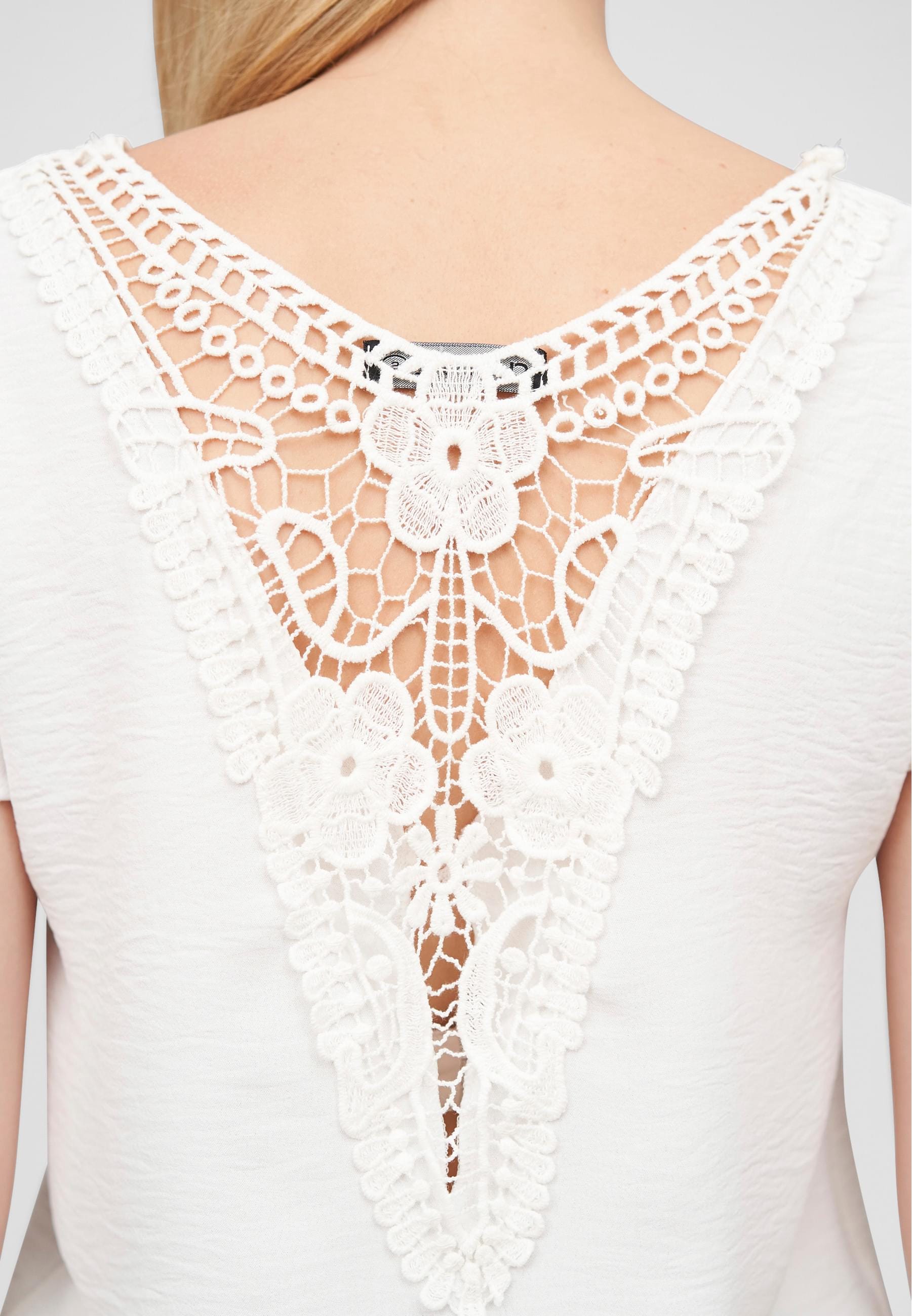 CLOUD 5IVE T-Shirt »CLOUD 5IVE Cloud5ive Damen Musselin Top mit Spitzenbesatz hinten« 1 Stk. tlg.