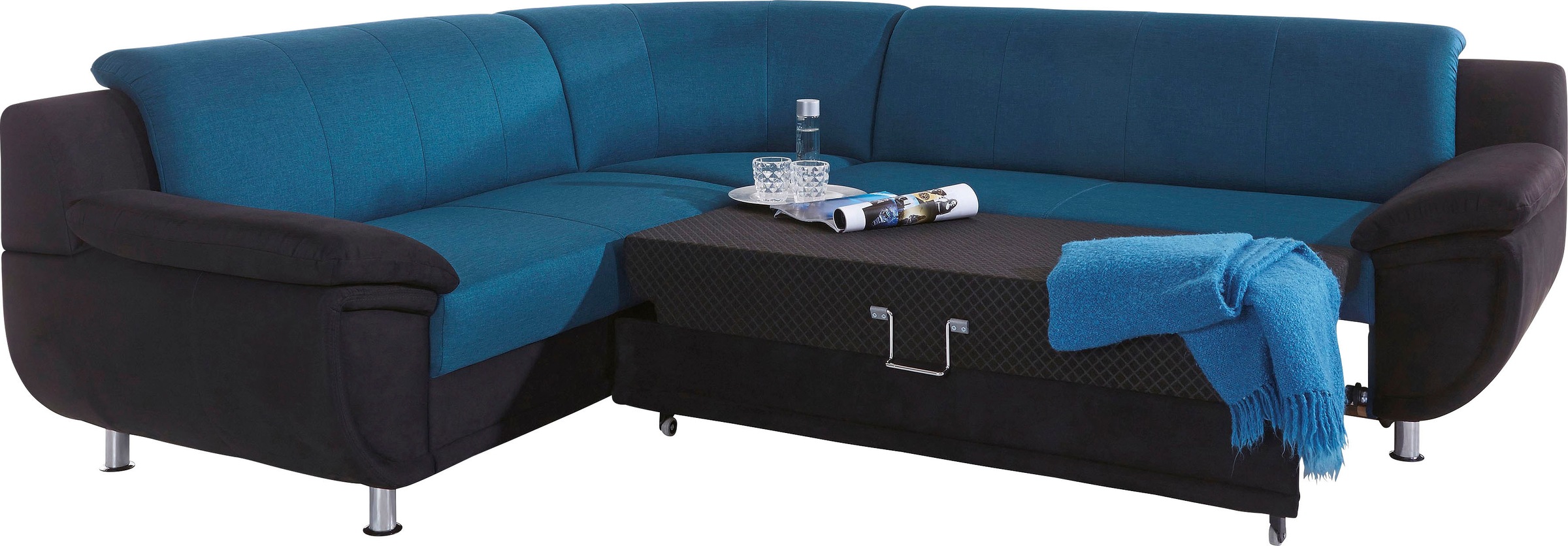 TRENDMANUFAKTUR Ecksofa »Rondo 3, zeitlos und modern, im Materialmix, L-Form«, wahlweise Federkern für hohen Sitzkomfort, wahlweise Bettfunktion