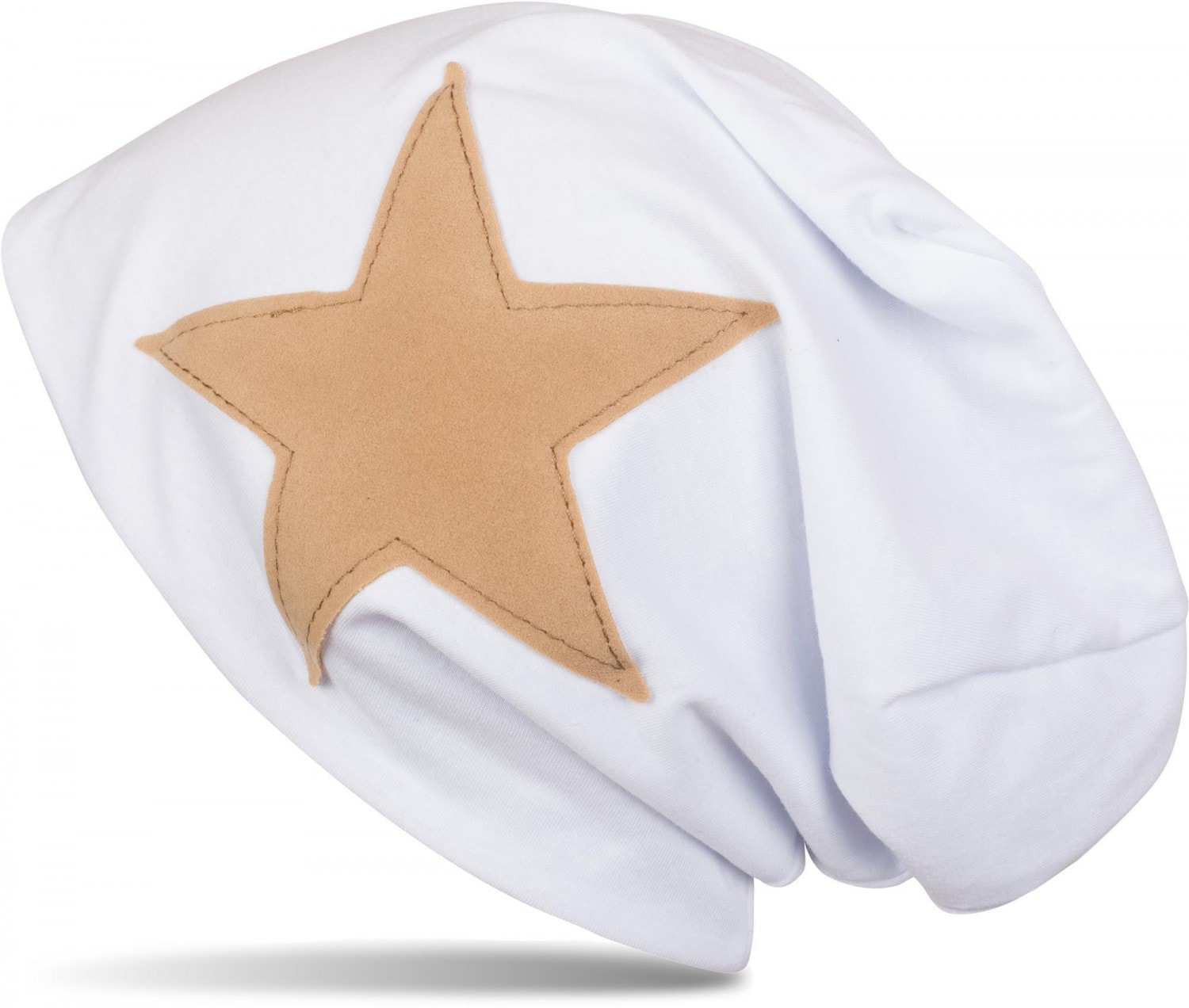 styleBREAKER Beanie "Beanie mit aufgenähtem Kunstleder Stern" 1 Stk.