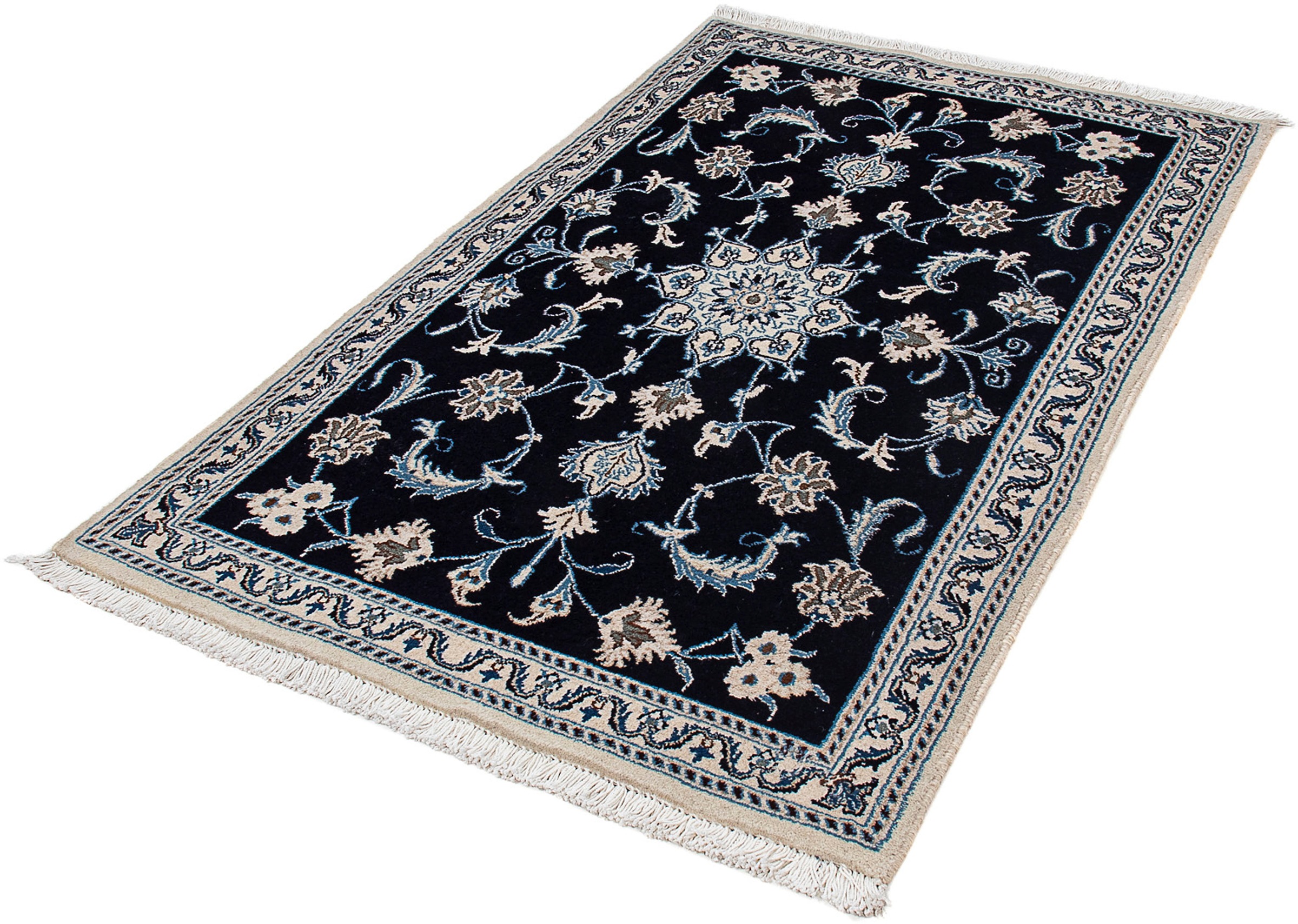 morgenland Orientteppich "Perser - Nain - 156 x 98 cm - dunkelblau", rechteckig, 10 mm Höhe, Wohnzimmer, Handgeknüpft, E