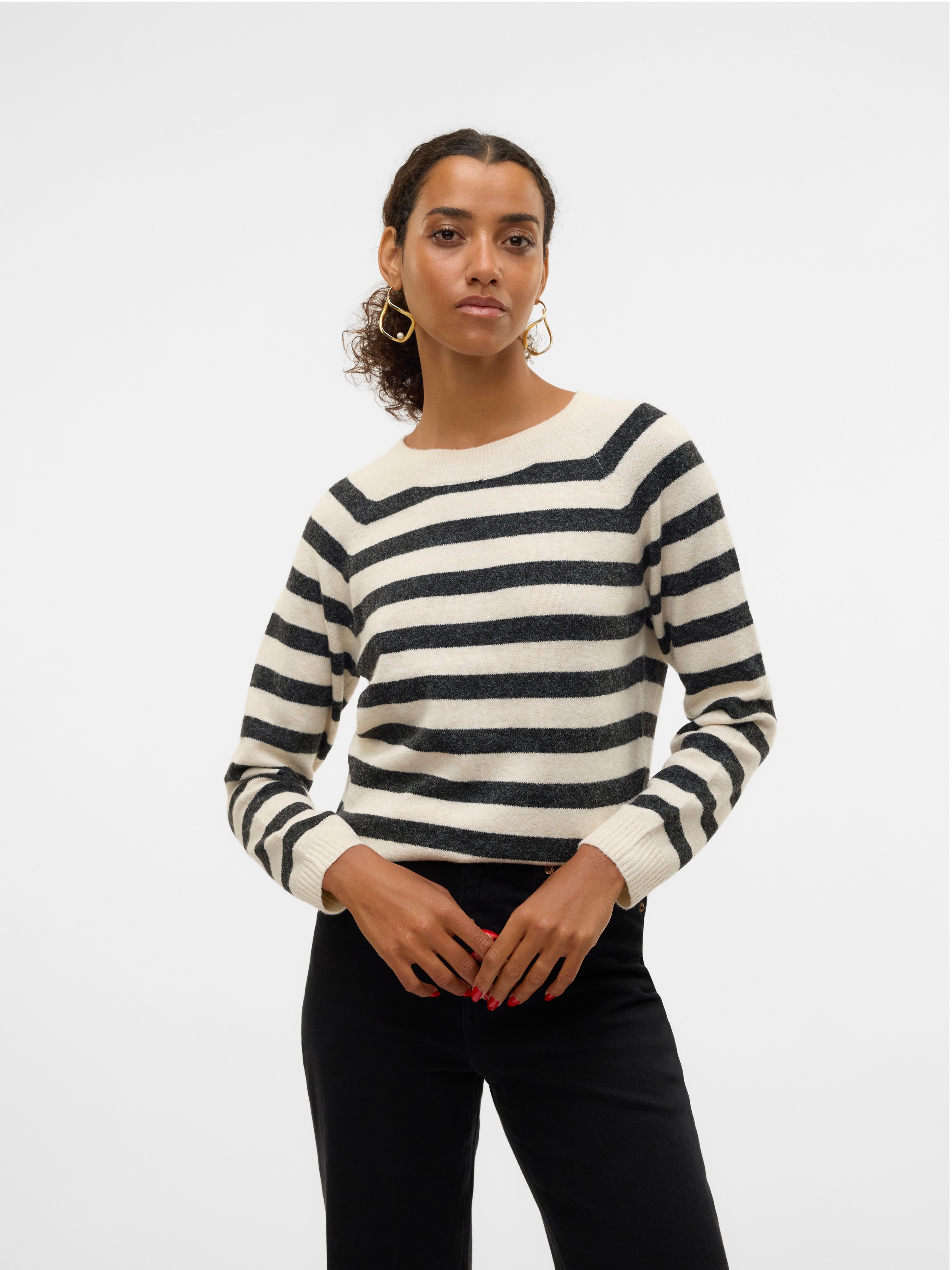 Vero Moda Rundhalspullover "VMDOFFY LS O-NECK BLOUSE GA NOOS" Materialmix, günstig online kaufen