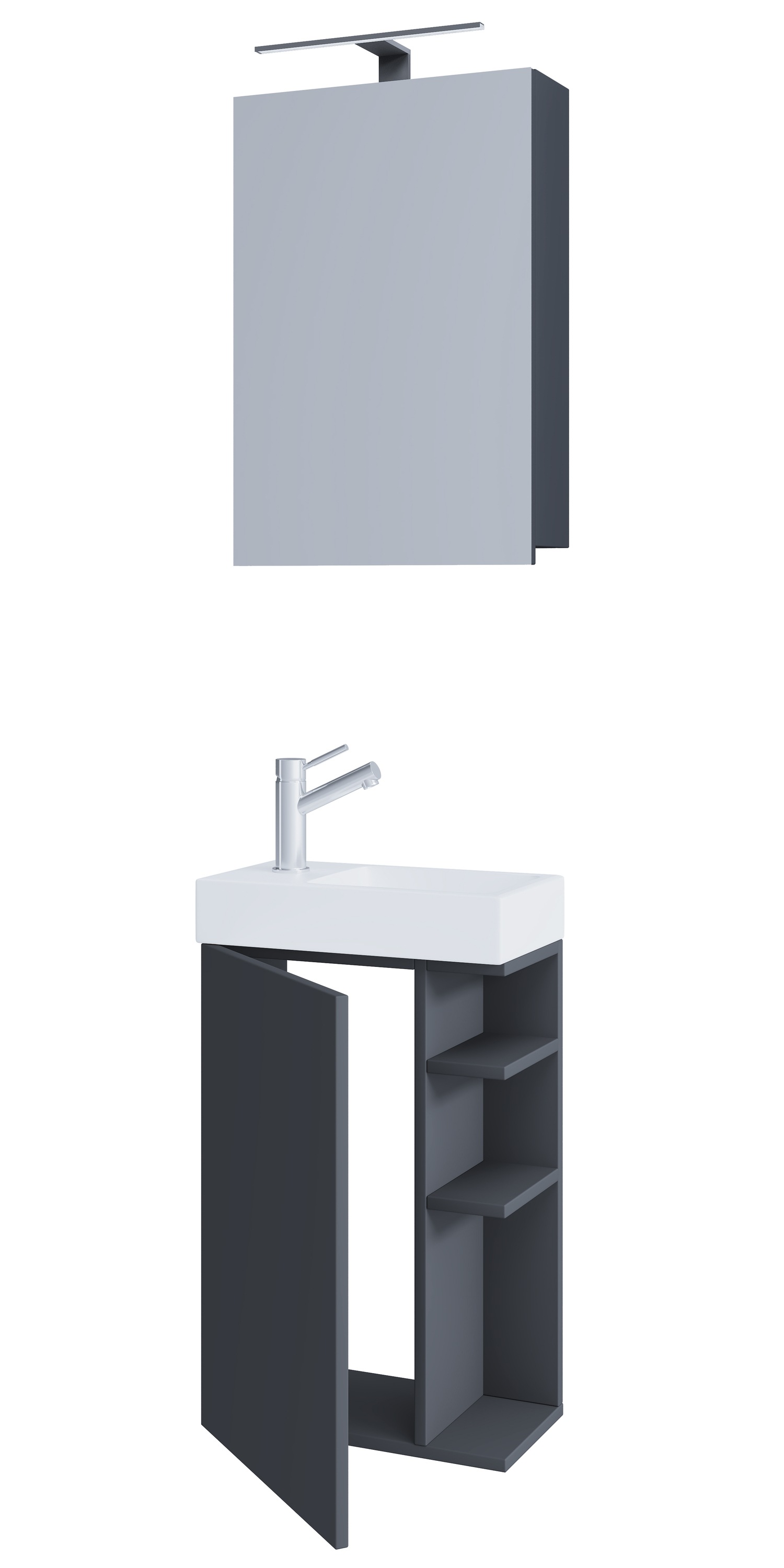 VCM Waschbeckenunterschrank »VCM 3-tlg Set | Waschplatz für Gäste WC | Gästebad | Waschtisch mit Spiegelschrank | Badezimmer Set ¿ Lumia«, (3 St.)