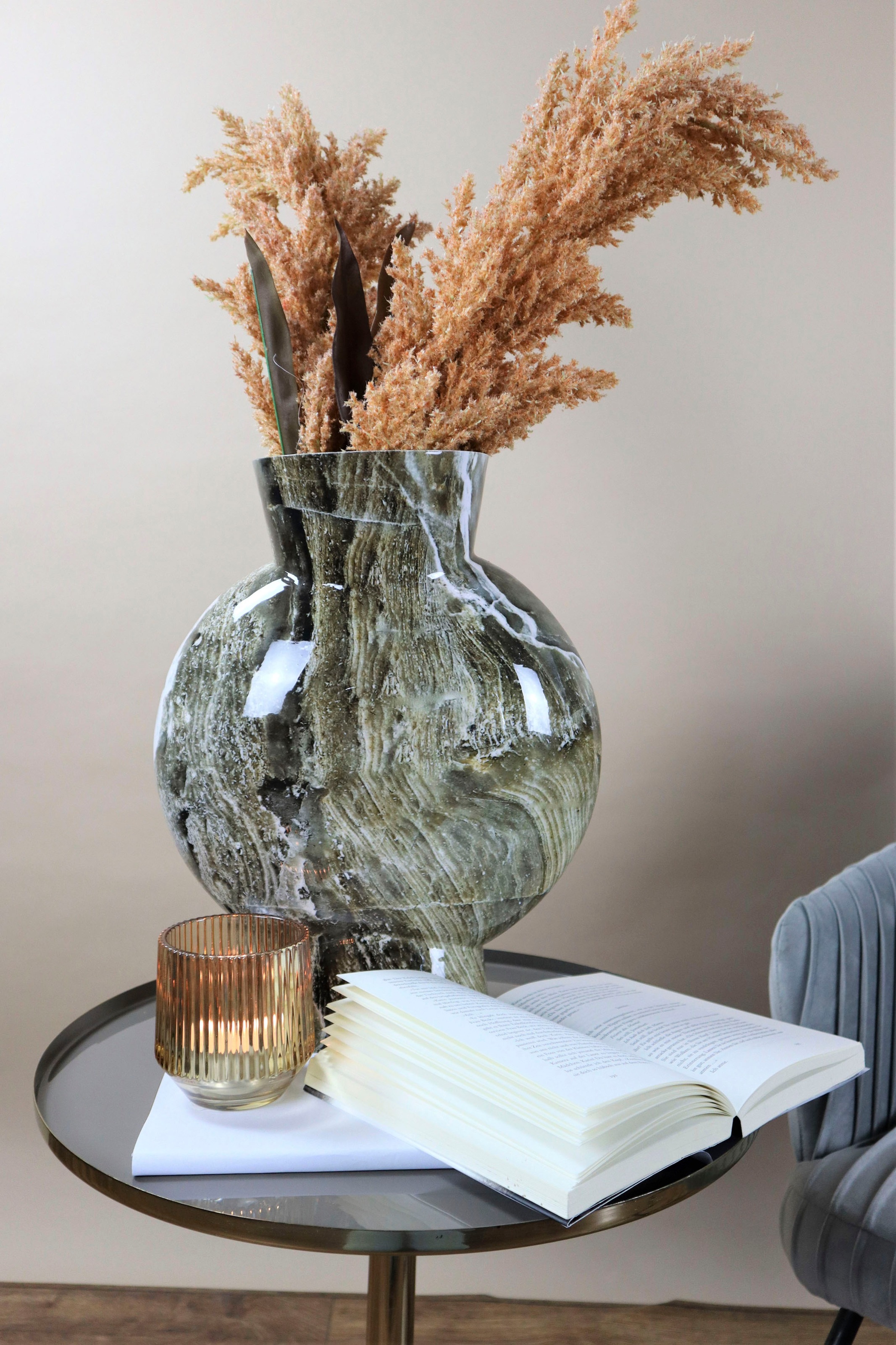 AM Design Tischvase »Marmoroptik«, (1 St.), Dekovase aus Metall, Höhe ca. 40 cm