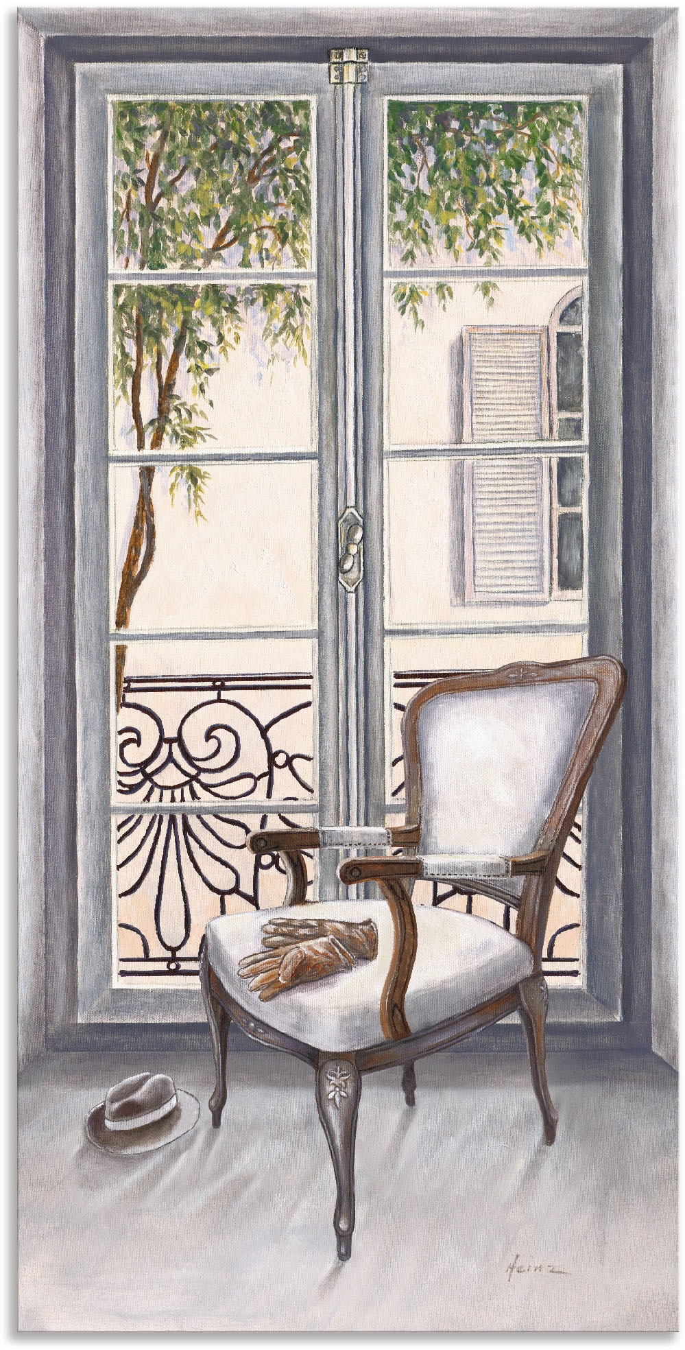 Leinwandbild, (1 Wandaufkleber Poster Friday Innenarchitektur, Alubild, als versch. »Sessel Black einem oder Fenster«, Größen in | Artland BAUR St.), Wandbild vor