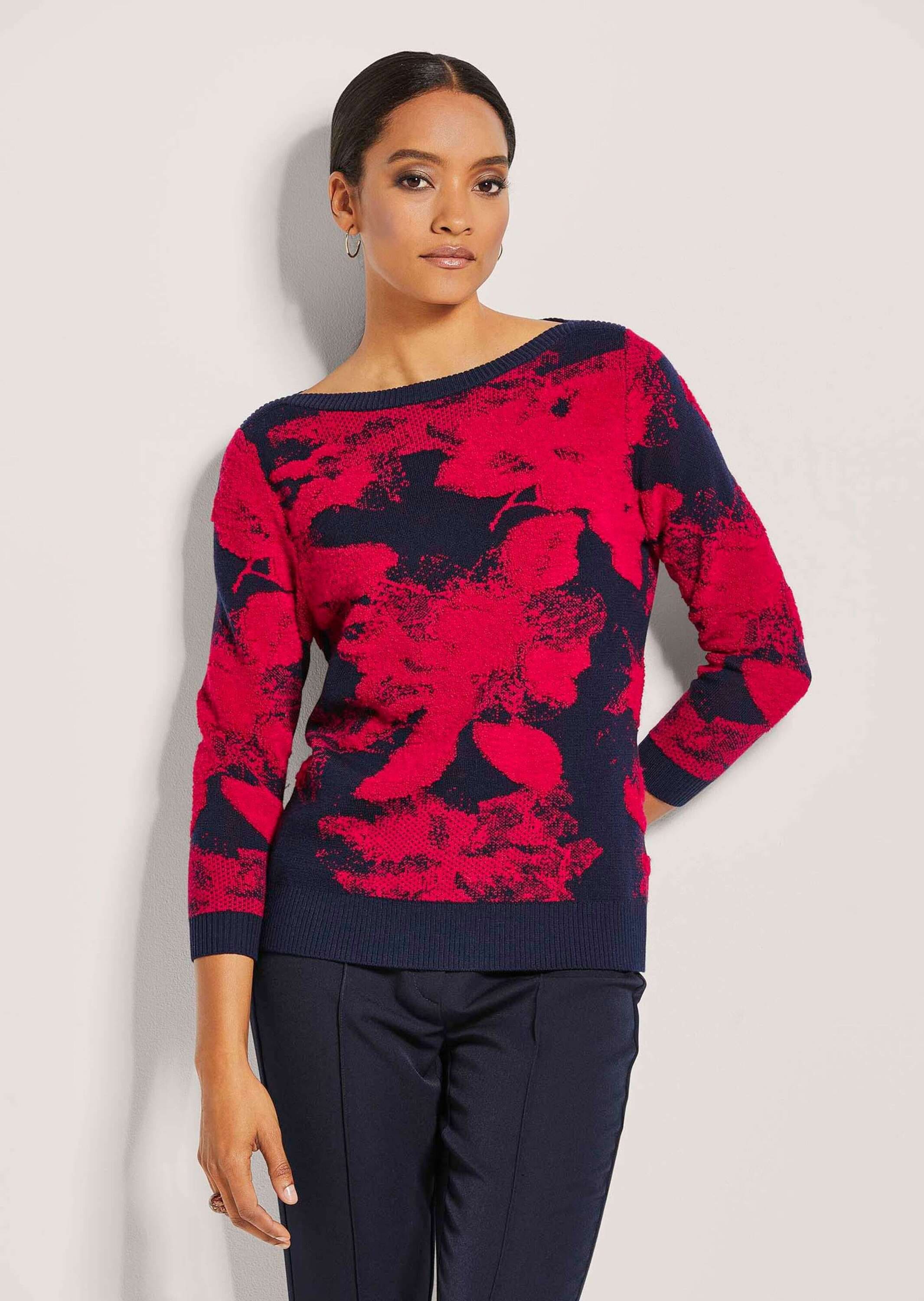 MADELEINE Longpullover »Pullover Jacquard-Pullover mit 3/4-Ärmeln«