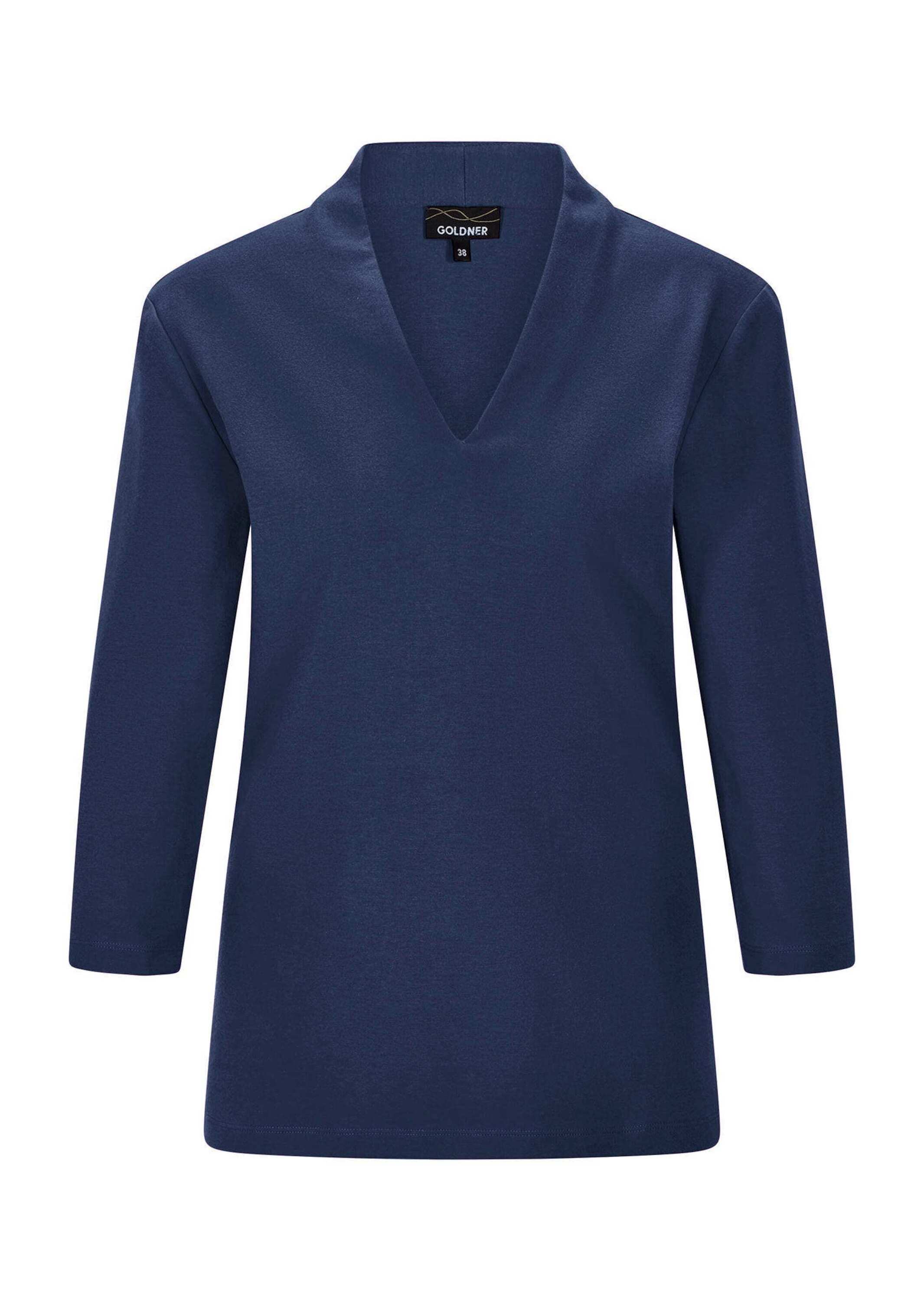 GOLDNER Kurzarmshirt "Kurzgröße Elegantes Basic-Shirt mit V-Ausschnitt" V-Ausschnitt