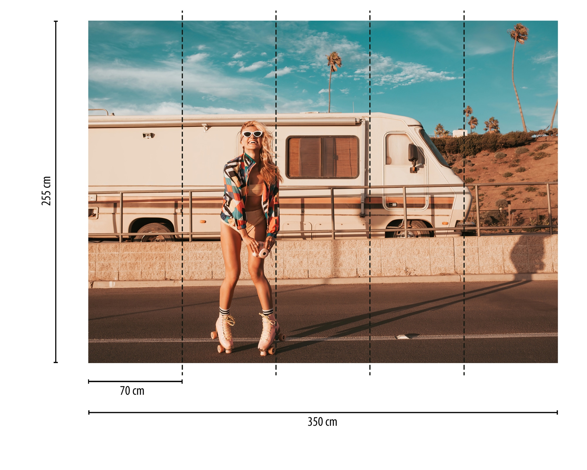 A.S. Création Vliestapete »Fototapete Retro Beach Rollerskates Kalifornien« matt strukturiert