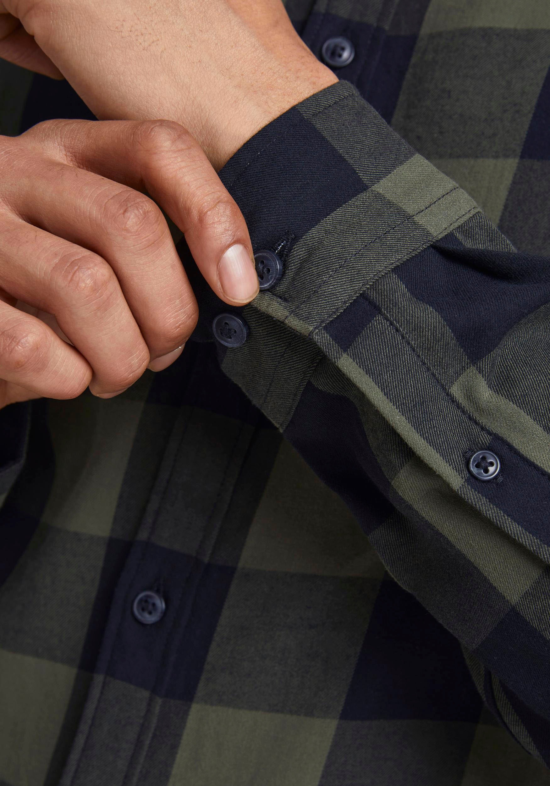 Jack & Jones Chemise à Manches Longues Gingham Twill Dusty Olive / Slim Fit L Homme 4