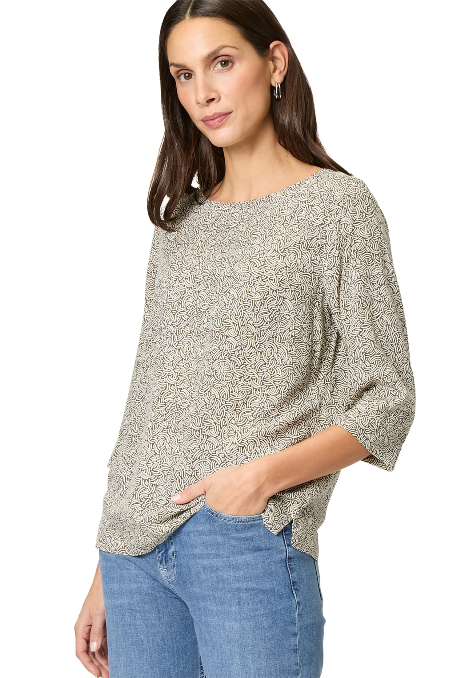 Zero Klassische Bluse "zero Damen Bluse mit Dreiviertelarm" günstig online kaufen