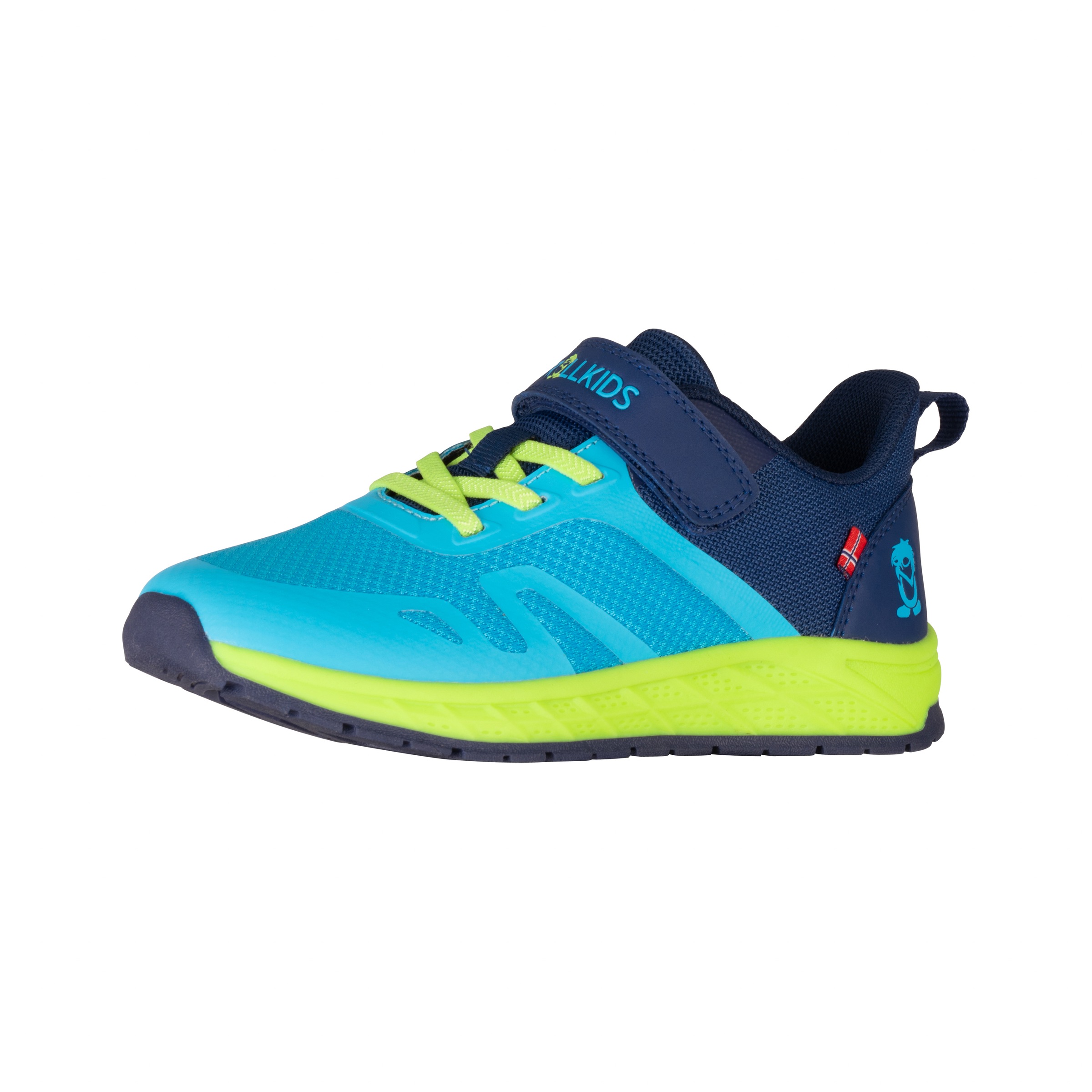 Outdoorschuh TROLLKIDS "KIDS ALESUND SNEAKER", Kinder, Gr. 29, blau (pool blau, schwarz indigo, spring leaf), Synthetik, Textil, mehrfarbig, Schuhe Outdoorschuh, Auch für Hallensport geeignet
