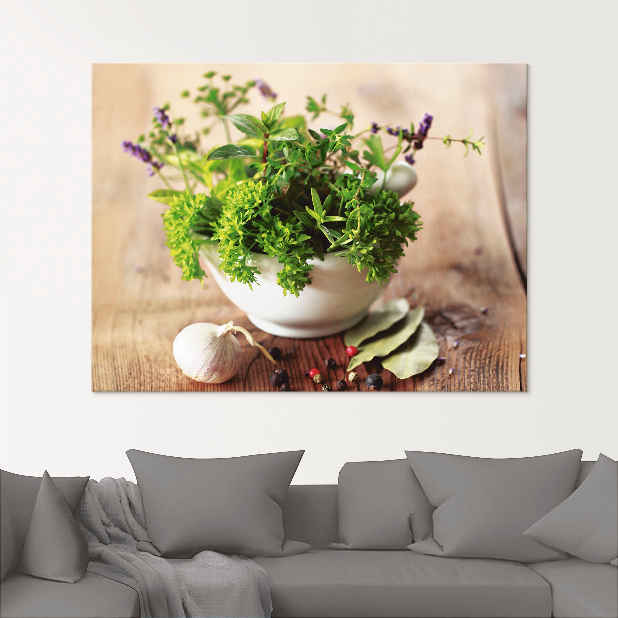 Glasbild ARTLAND "Verschiedene Kräuter - Küche", grün (farbe bild(er): grün), B:80cm H:60cm, Bilder, in verschiedenen Größen 2