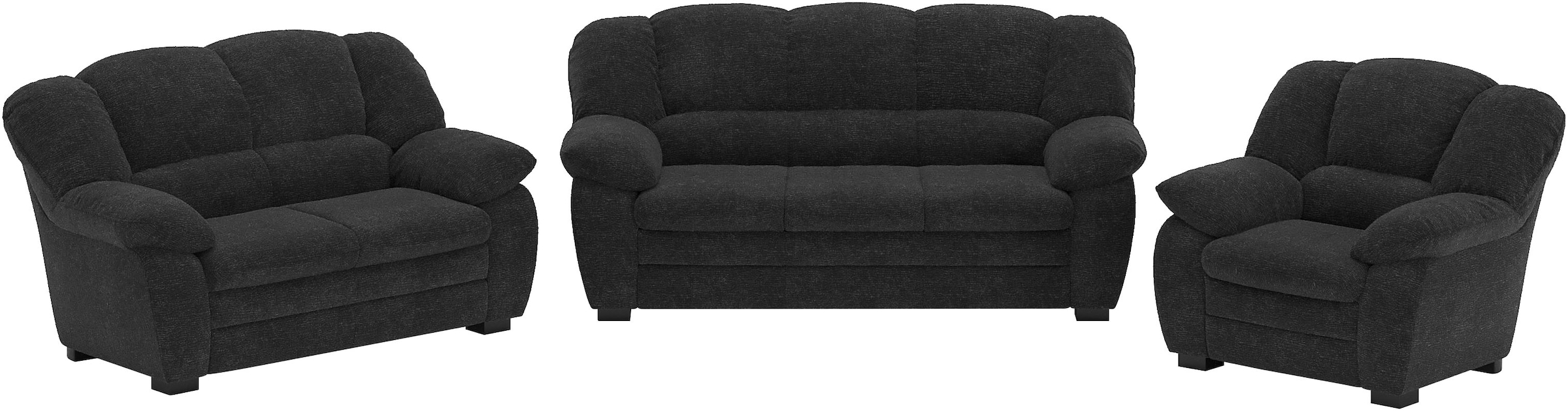 COTTA Polstergarnitur "Casino, 3tlg. Set, Sofa Wohnzimmer Garnitur, Wellenunterfederung" Set, 3 tlg. Polstergarnitur, auch als Set erhältlich, breite Armlehnen