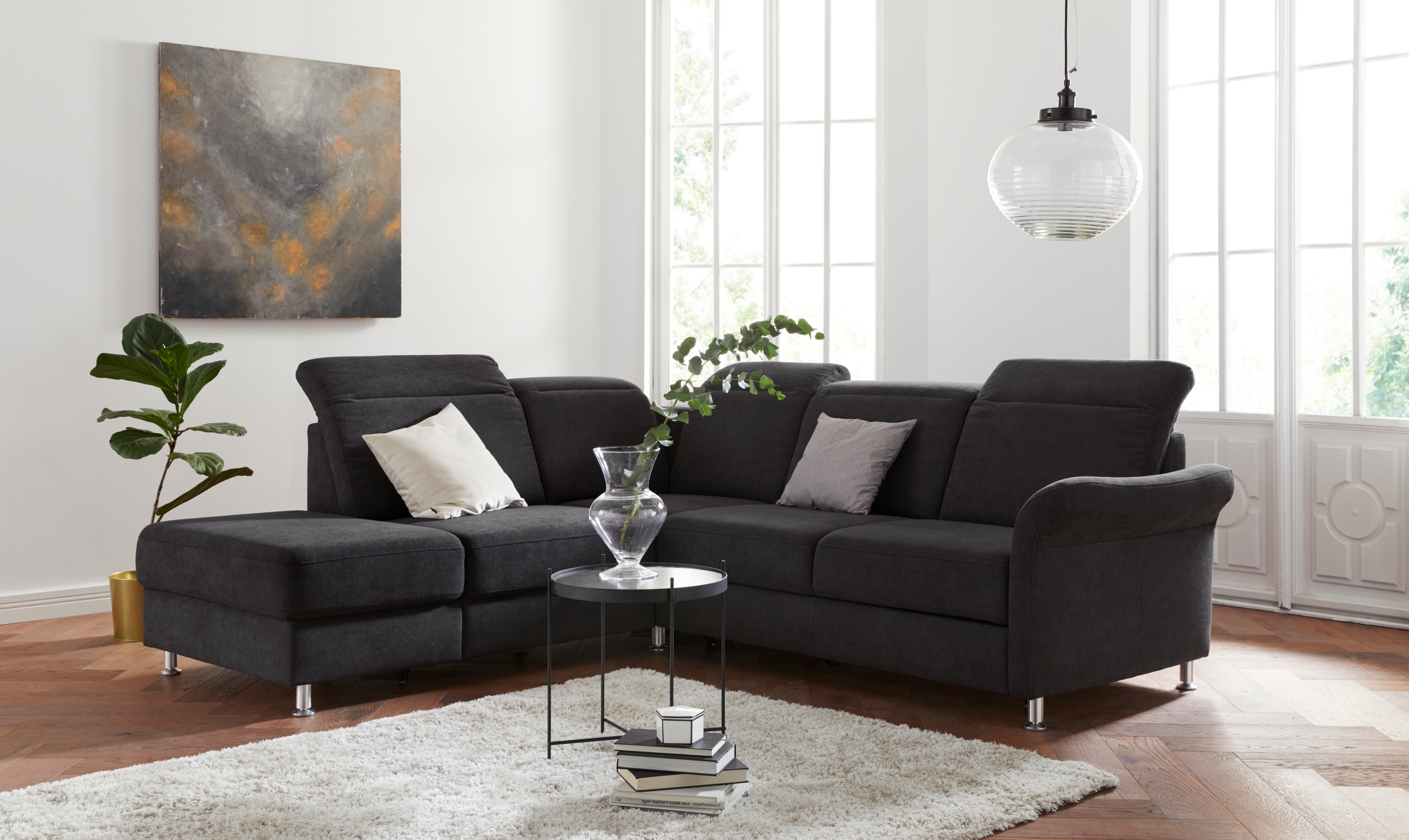 sit&more Ecksofa "Darwin L-Form" inklusive Federkern, wahlweise mit Kopfteilverstellung, Schlaffunktion