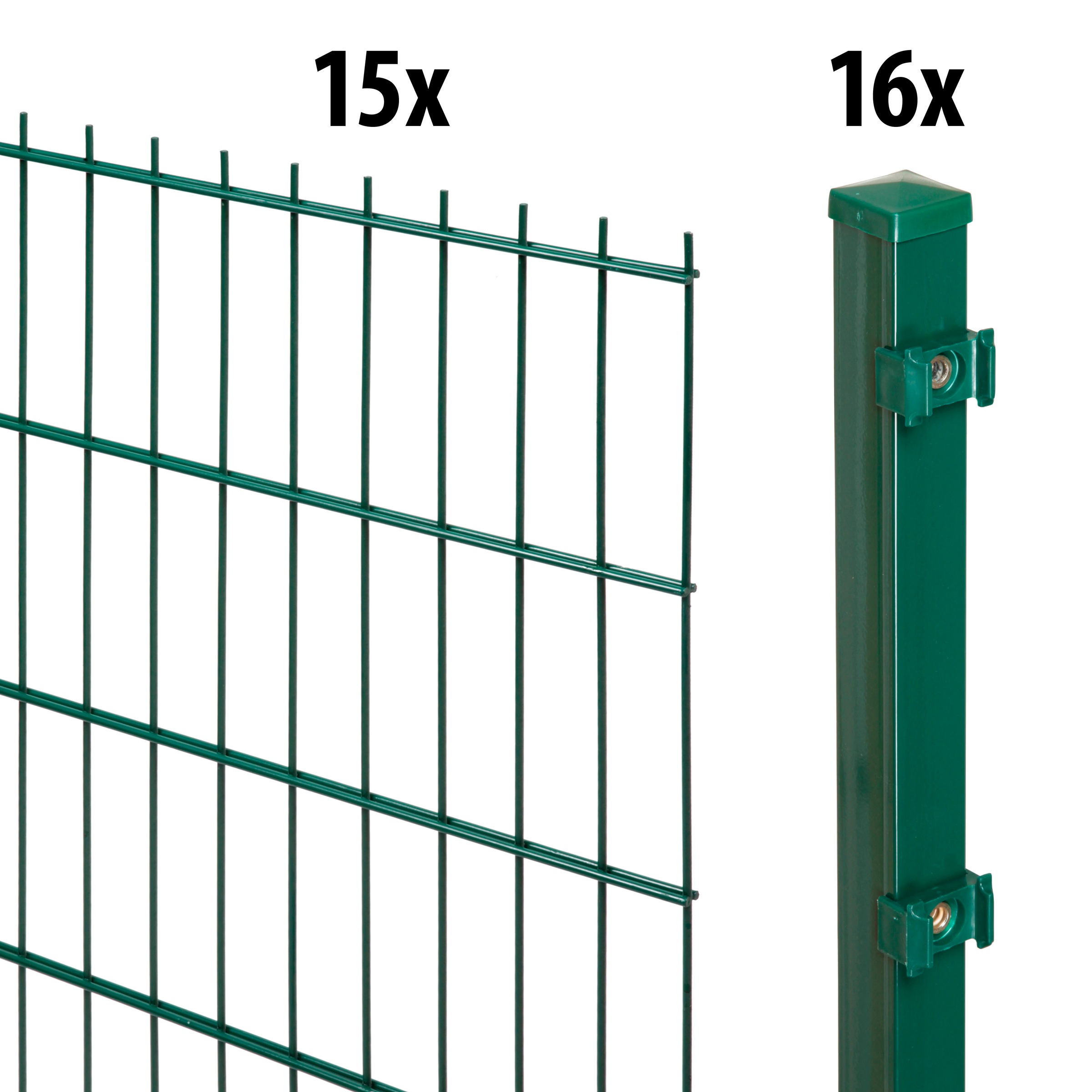 GARDEN 'N' MORE Doppelstabmattenzaun »Standard«, 15 Elemente für 30 m, LxH: 200 x 203 cm, mit 16 Pfosten