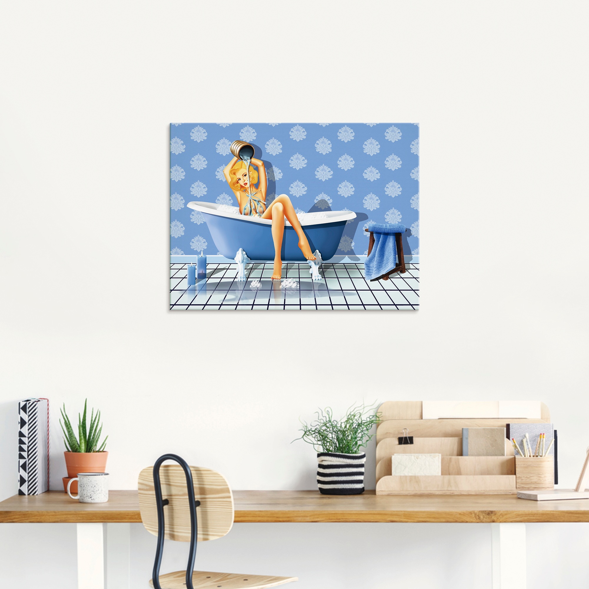 Artland Glasbild "Das sexy blaue Badezimmer" Frau 1 Stk. tlg. in verschiede günstig online kaufen