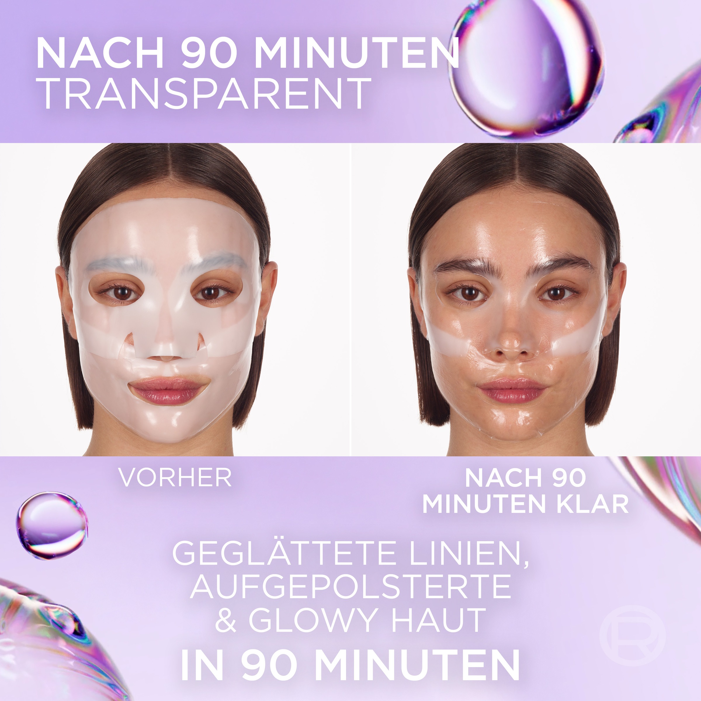 L'ORÉAL PARIS Gesichtsmaske »GLASS SKIN HYDROGEL GLOW MASK« für aufgepolsterte & glowy Haut