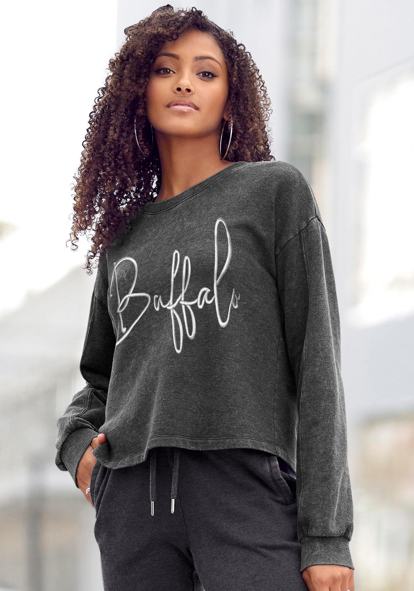 Buffalo Sweatshirt, in kurzer Form mit Logostickerei bestellen | BAUR