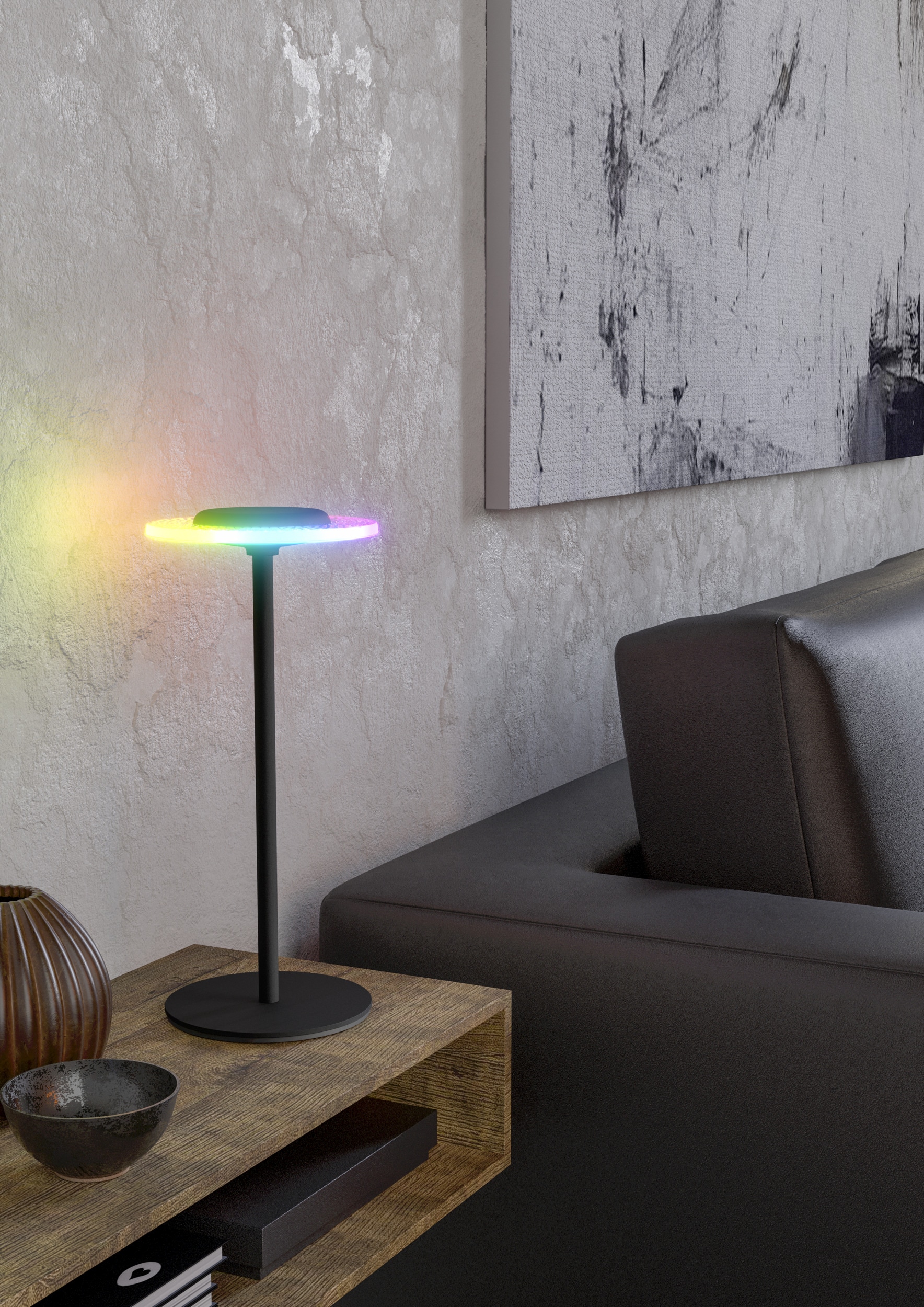 EGLO Tischleuchte »TREPELLA Tischlampe - Stahl - LED - 0,7W - IP20« LED-Modul 1 Stk. RGB | Warmweiß Nachttischlampe, Schreibtischleuchte, Leselampe, H29 x Ø13 cm