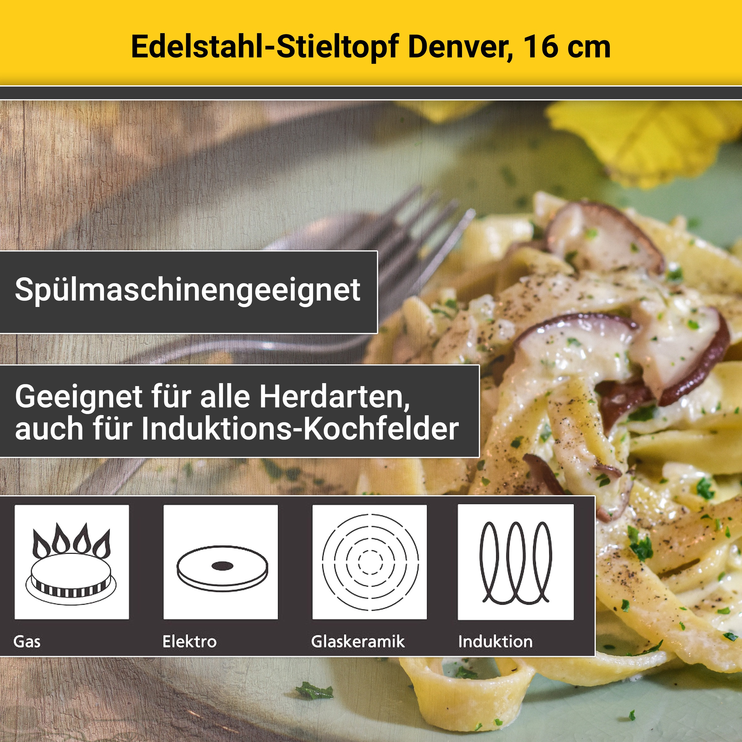 Krüger Kasserolle »Denver« Edelstahl 1 Stk. tlg. Ø 16 cm, Induktion