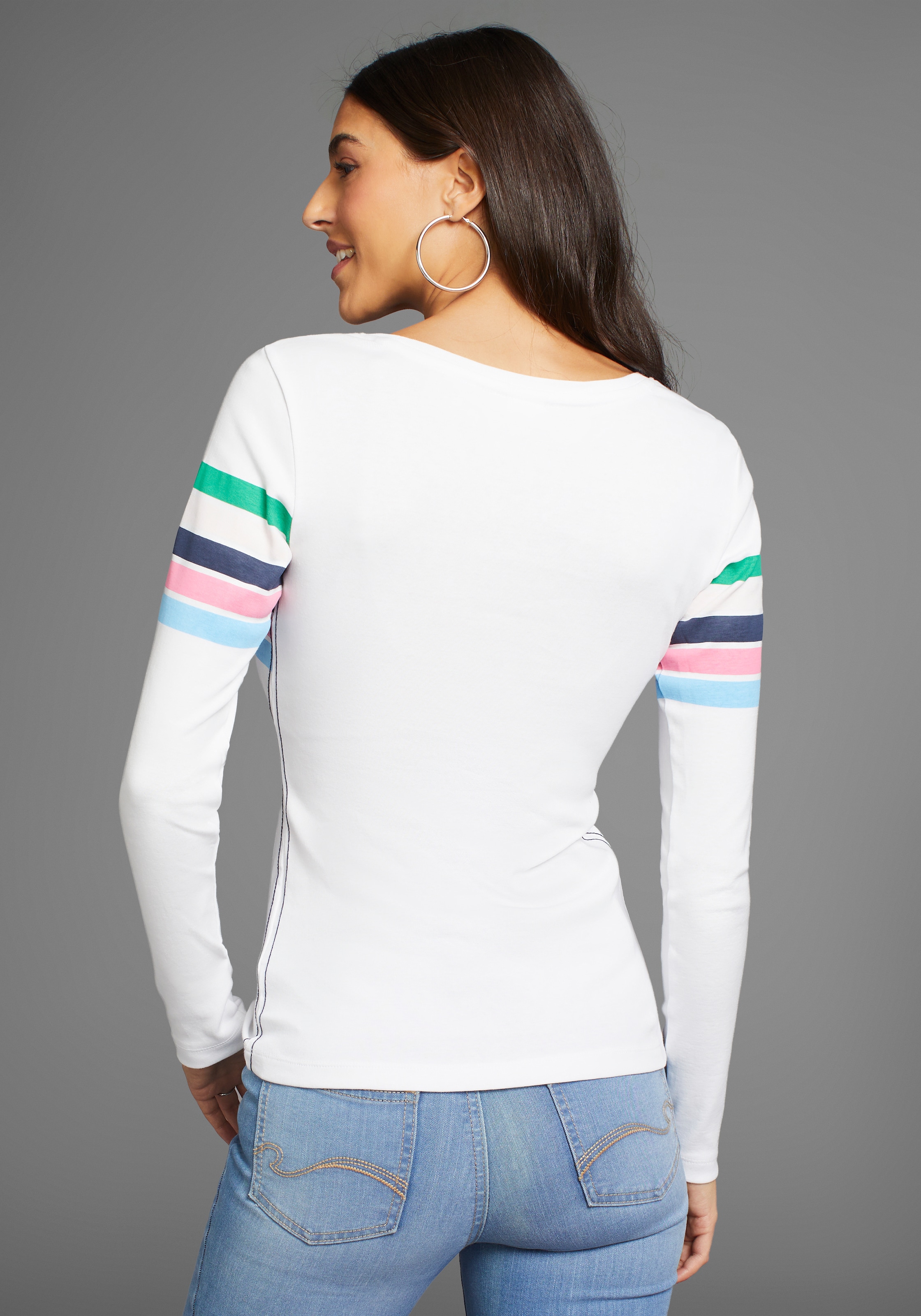 KangaROOS Langarmshirt, mit bunten Streifen