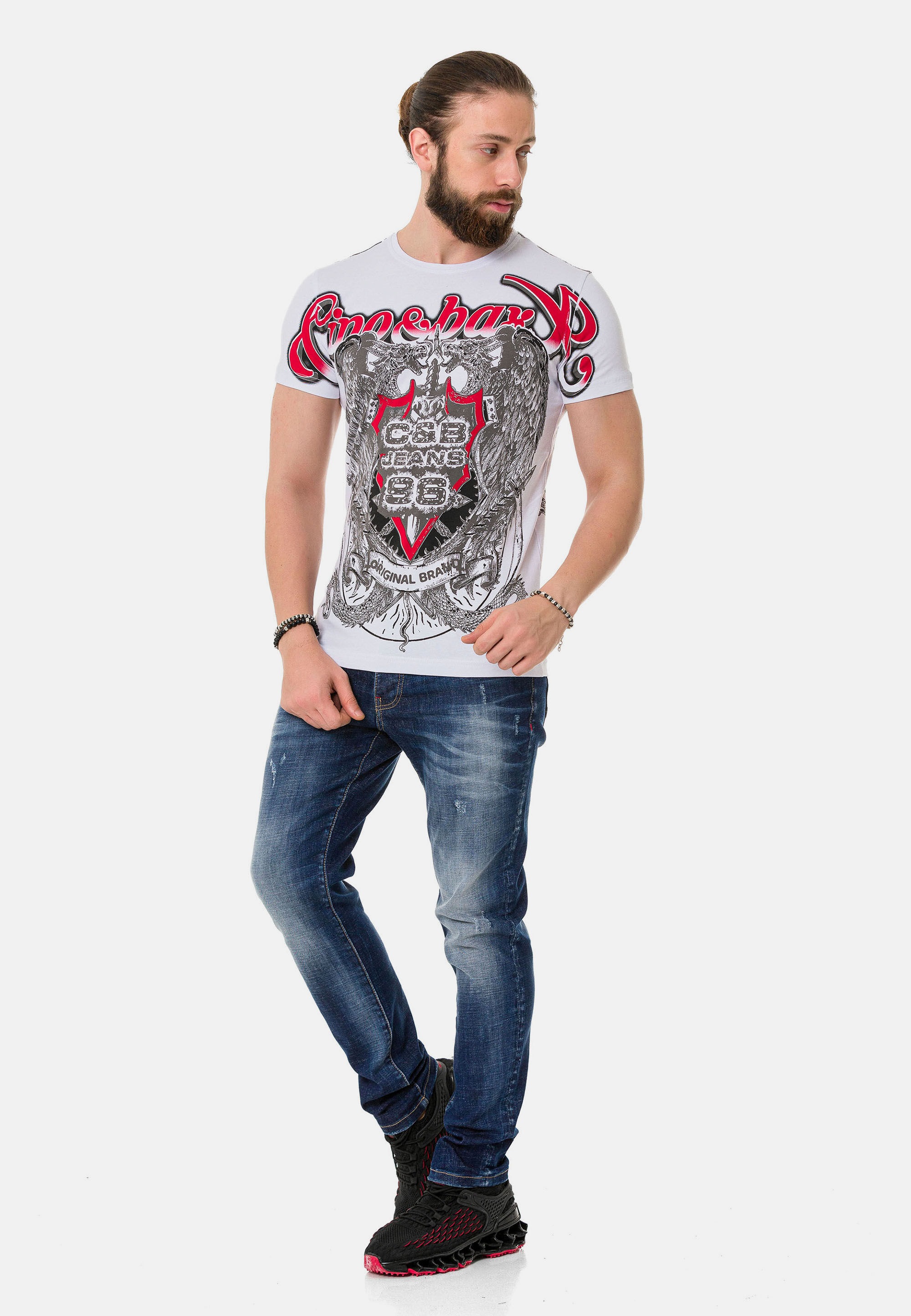 Cipo & Baxx T-Shirt »T-Shirt«, mit Schattenmuster auf der Vorder-und Rückseite