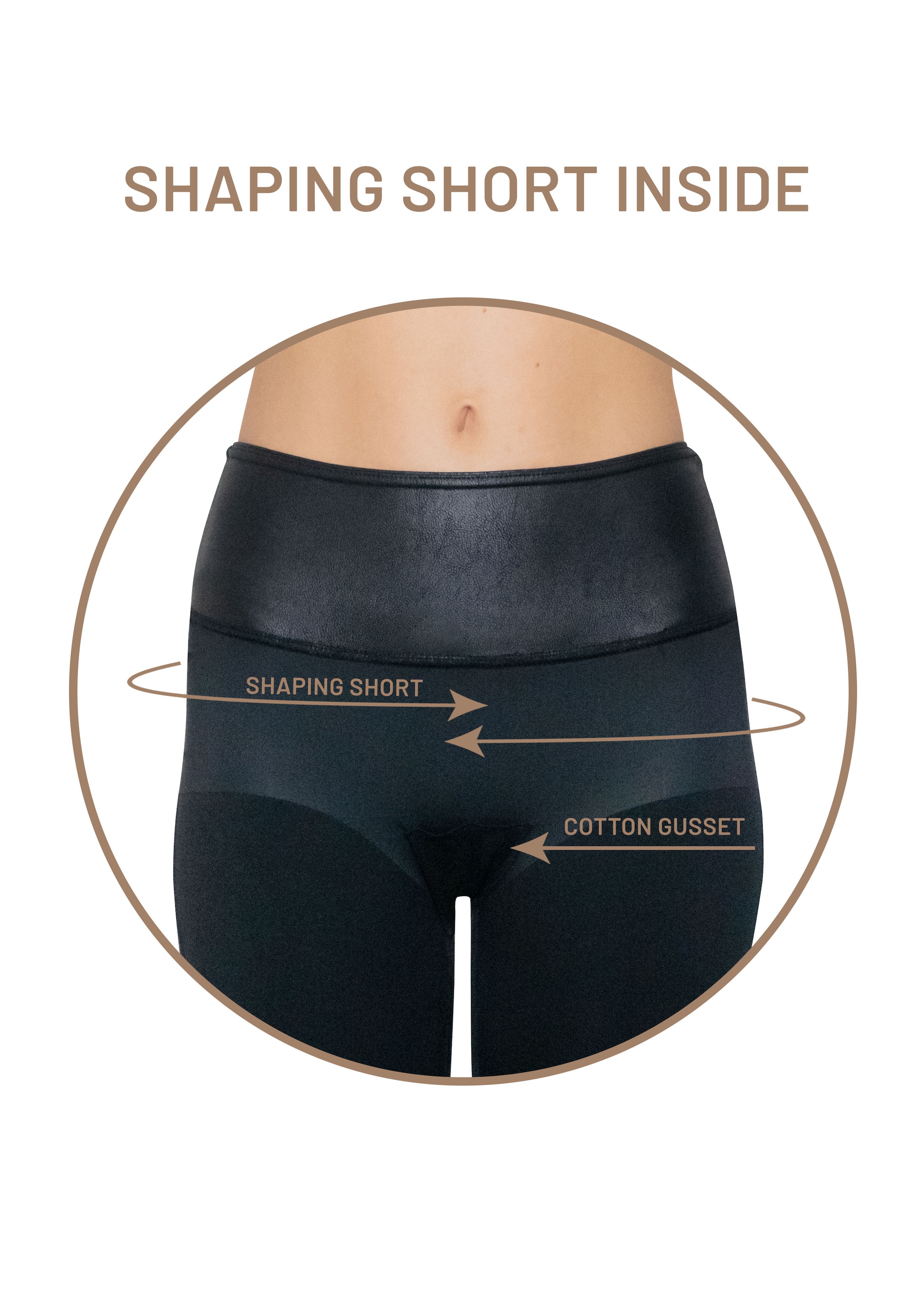 MAGIC Bodyfashion Leggings »Leather Look Legging«, hoch tailliertes Design, keine vordere Mittelnaht