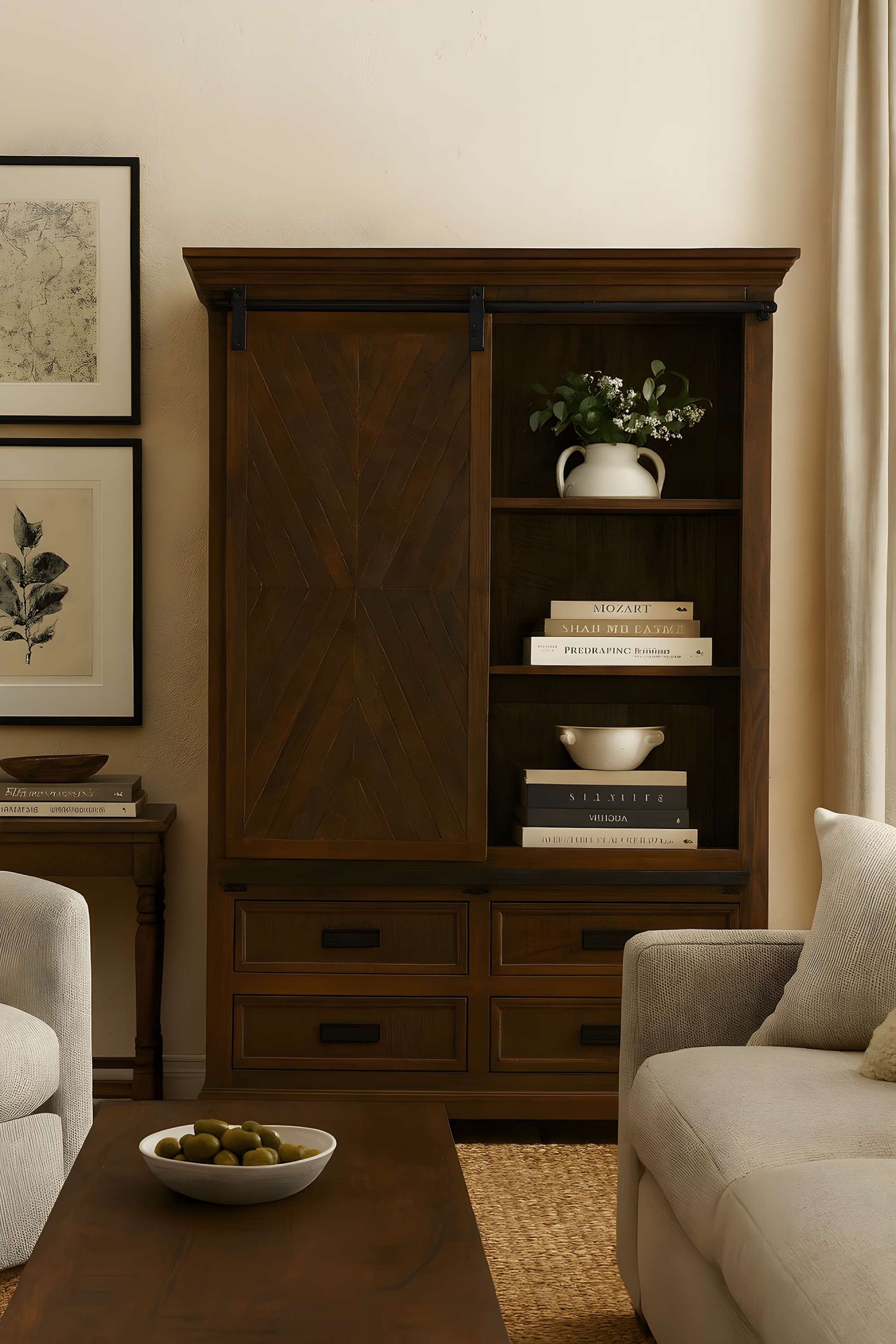 Home affaire Vitrine "Don Barn" mit 1 Schiebetür, handgefertigt, Unika-Möbe günstig online kaufen