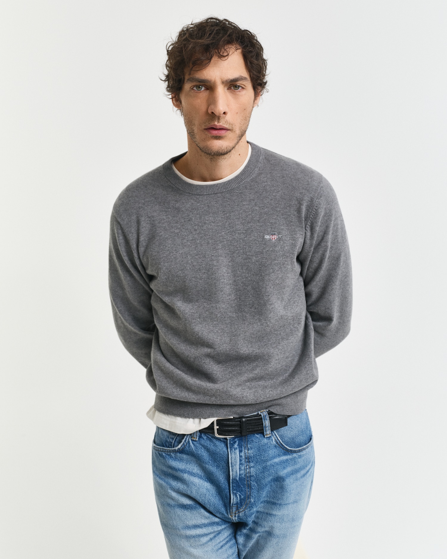 Gant Rundhalspullover "CLASSIC COTTON C-NECK" Premium Strickpullver aus wei günstig online kaufen