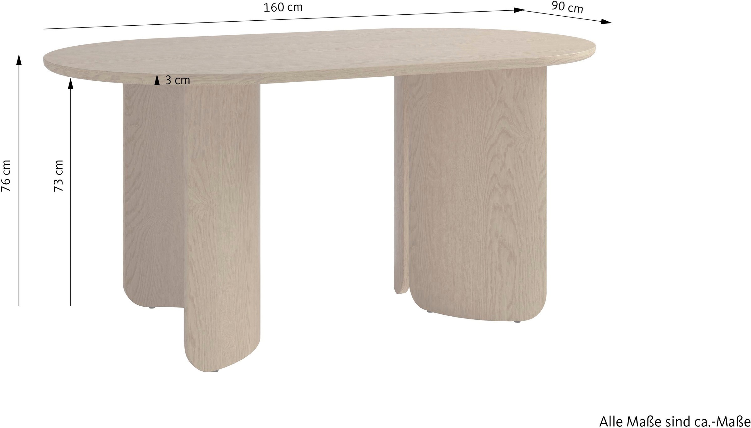 SCHÖNER WOHNEN-Kollektion Esstisch »GRIMSTAD« 1 Stk. tlg. in 160 cm oder 200 cm, mit variabel montierbarem Untergestell