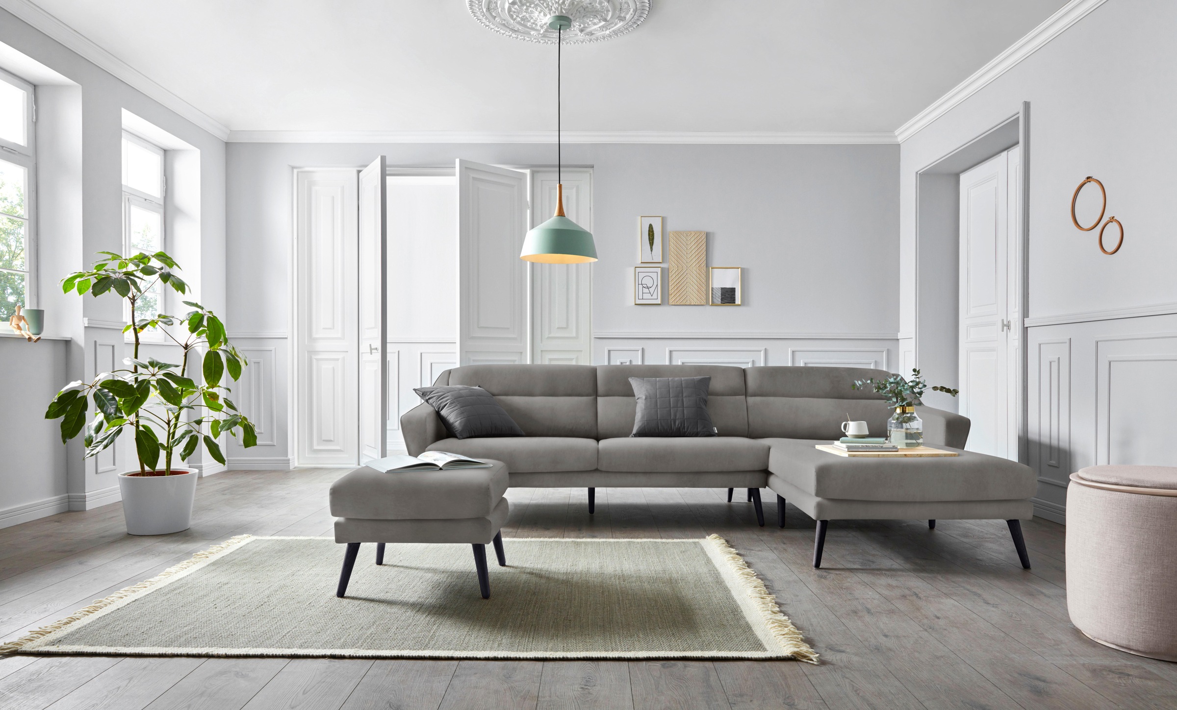 OTTO home Ecksofa "Bille L-Form" mit Naht im Rückenkissen und Beinen aus Ei günstig online kaufen