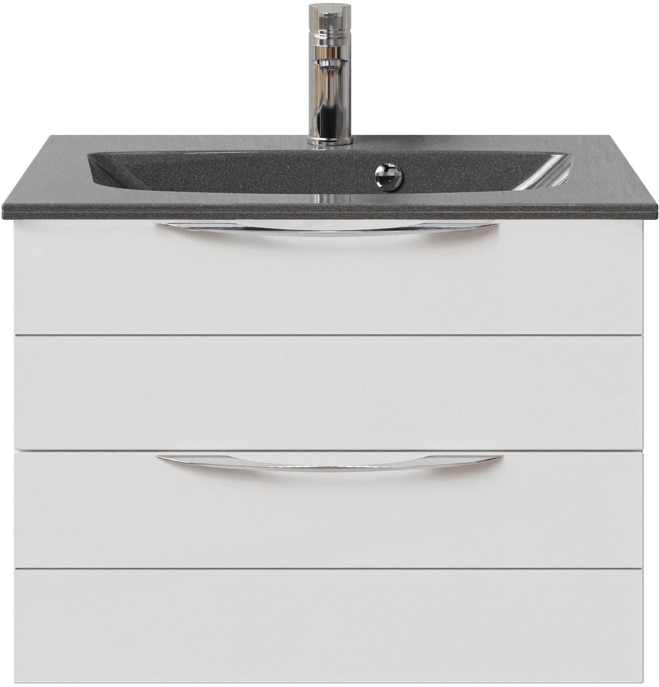 Saphir Waschtisch »Serie 6025 Mineralmarmor-Waschtisch mit Unterschrank, 67 cm breit«, Waschplatz mit 2 Schubladen, hängend, verschiedene Ausführungen