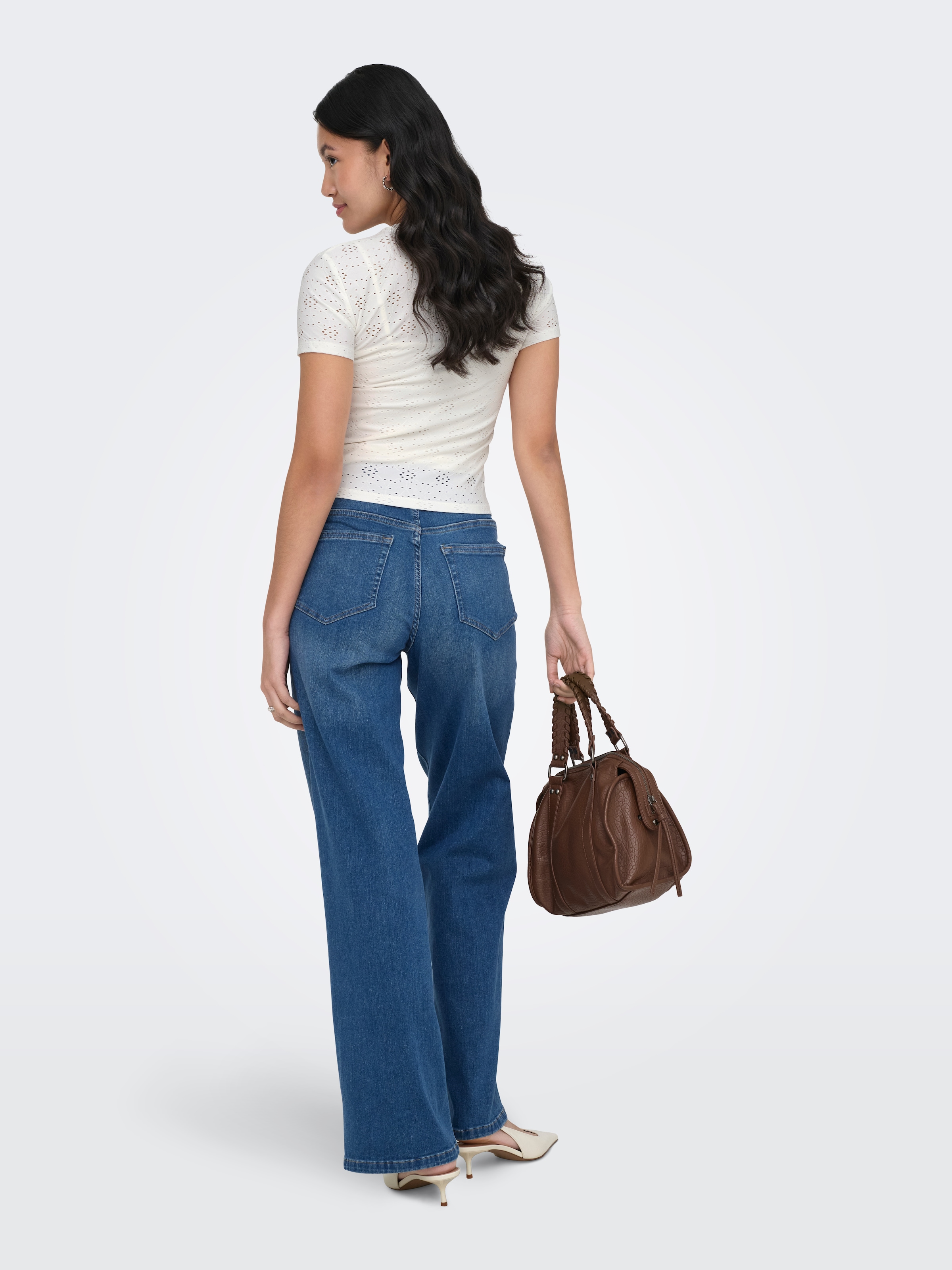 ONLY T-Shirt »ONLSMILLA NEW S/S TOP JRS« Materialmix, slim fit, Rundhals