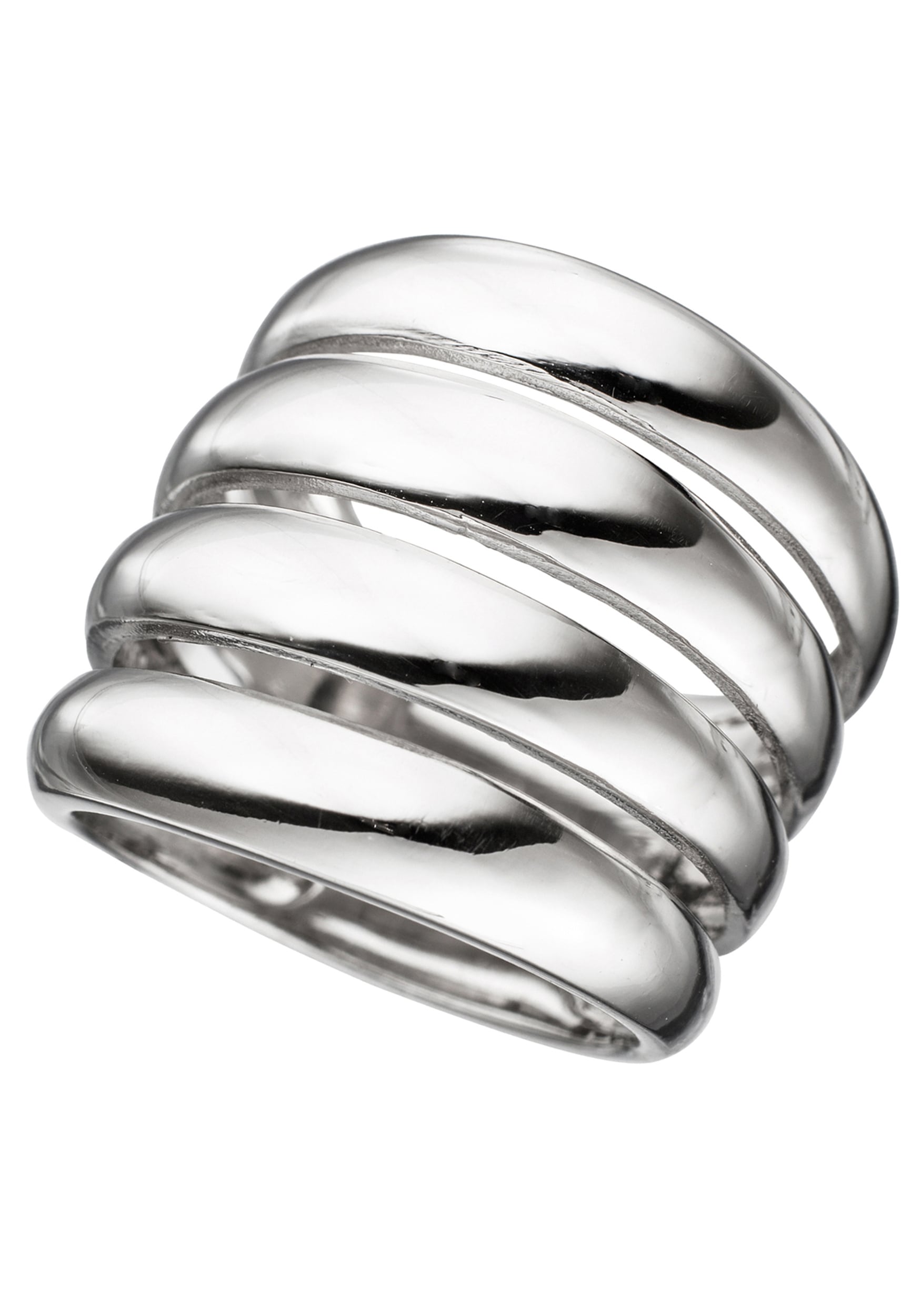 Silberring »Breiter Mehrfach-Ring«, 925 Silber rhodiniert