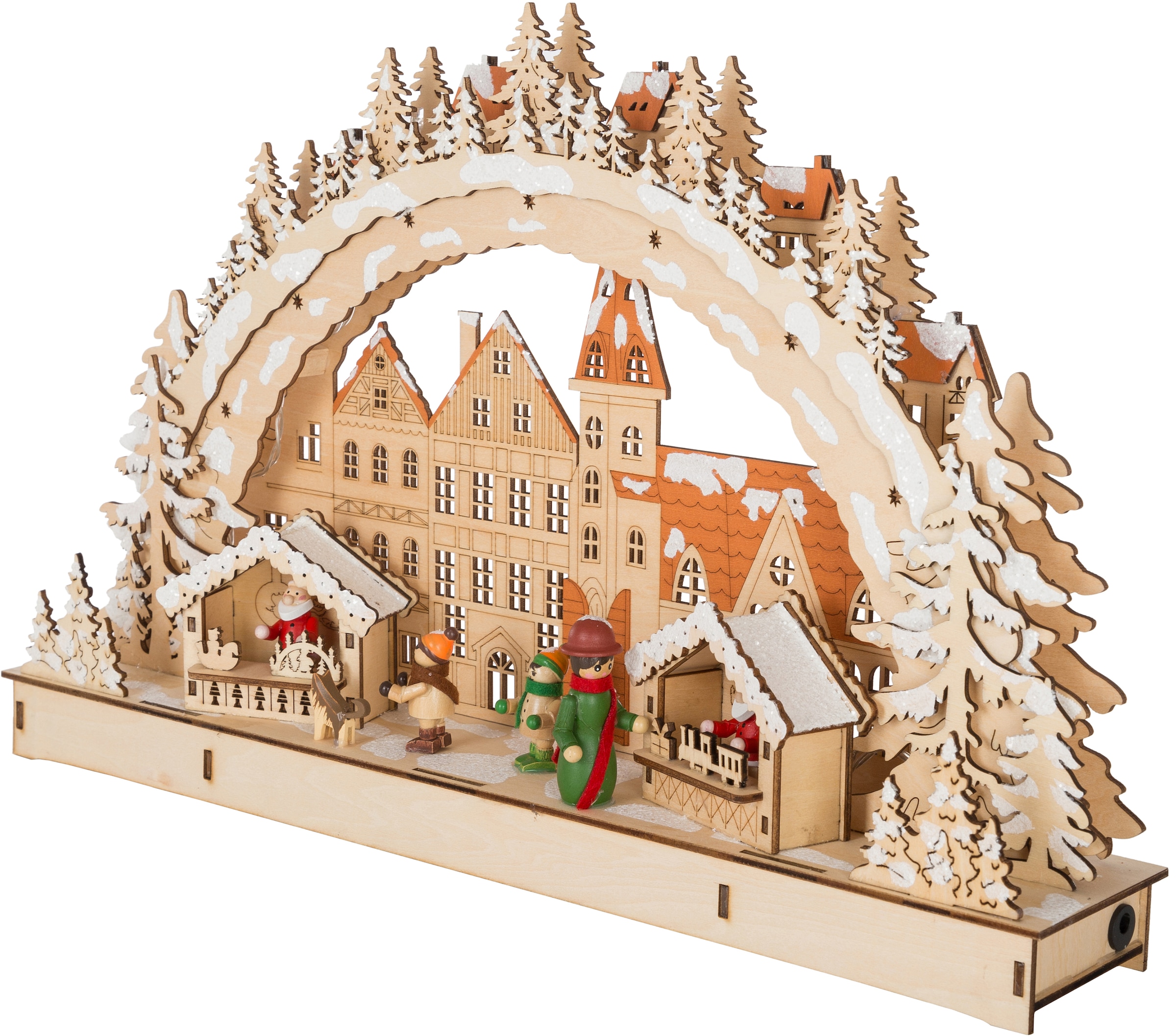 Myflair Möbel & Accessoires LED Schwibbogen »Weihnachtsdeko«, aus Holz, mit LED Beleuchtung, Höhe ca. 28 cm