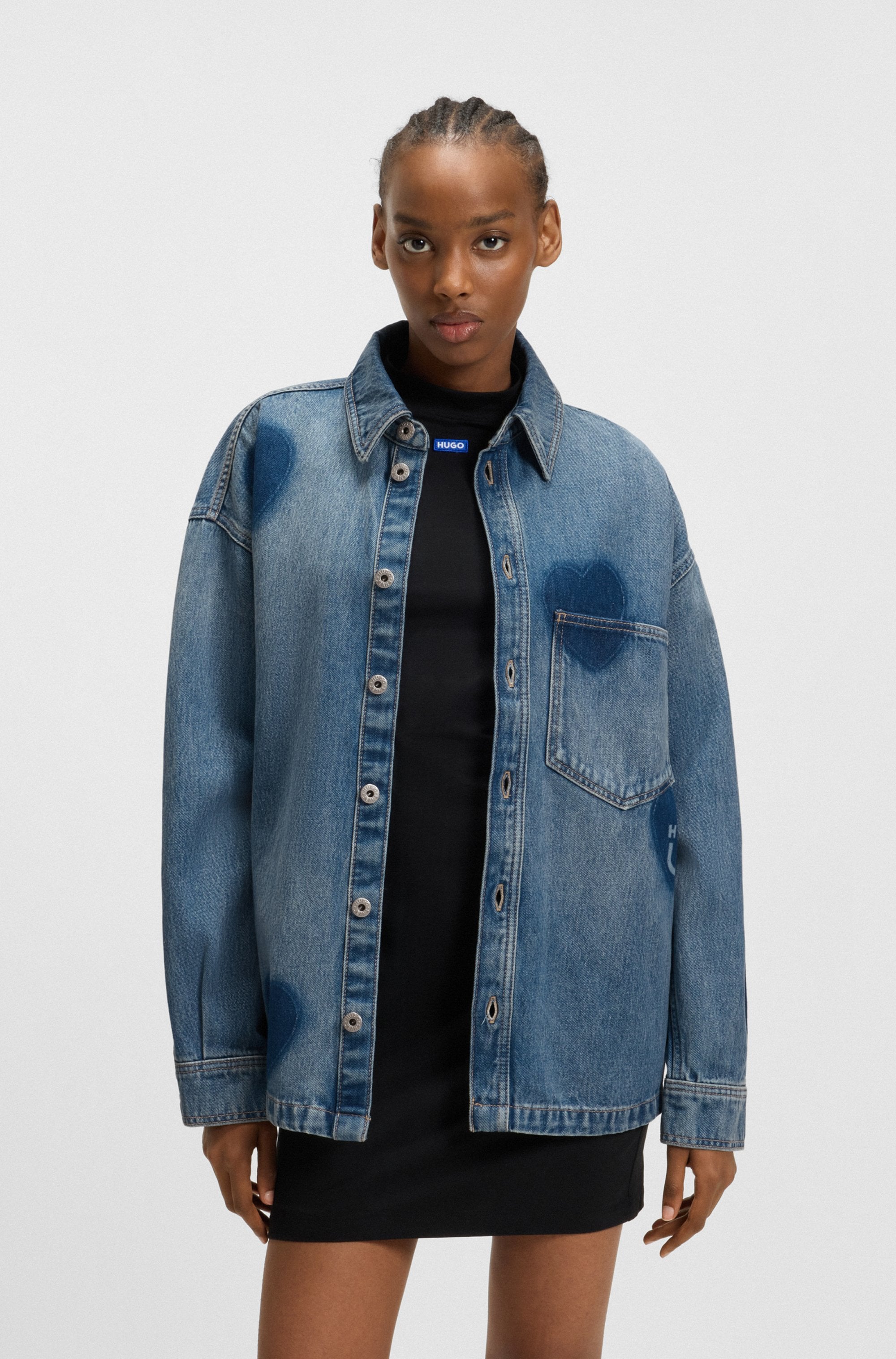 HUGO Blue Jeanshemd "Garesa", im Relaxed Fit, mit Laserdruck günstig online kaufen