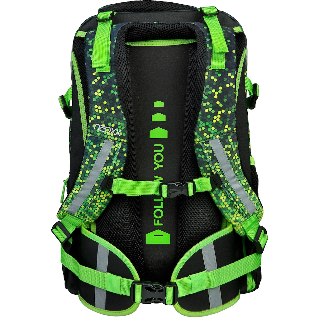 neoxx Schulrucksack »Active, Pixel in my mind«, reflektierende Details, aus recycelten PET-Flaschen