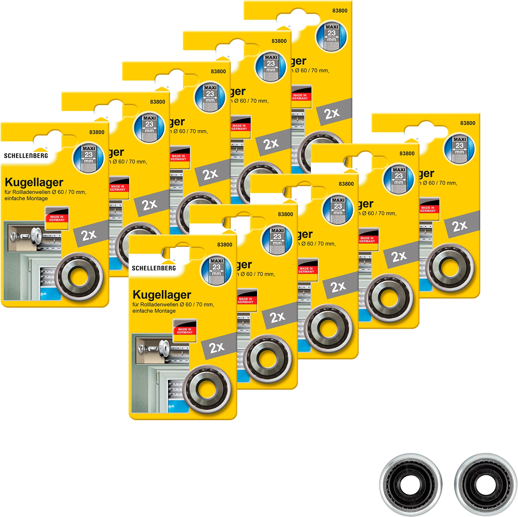 SCHELLENBERG Kugellager "Maxi, für Achtkantwellen mit 60 mm Durchmesser" Set, 20 Stk. tlg. unterstützt die Leichtgängigkeit eines Rollladens